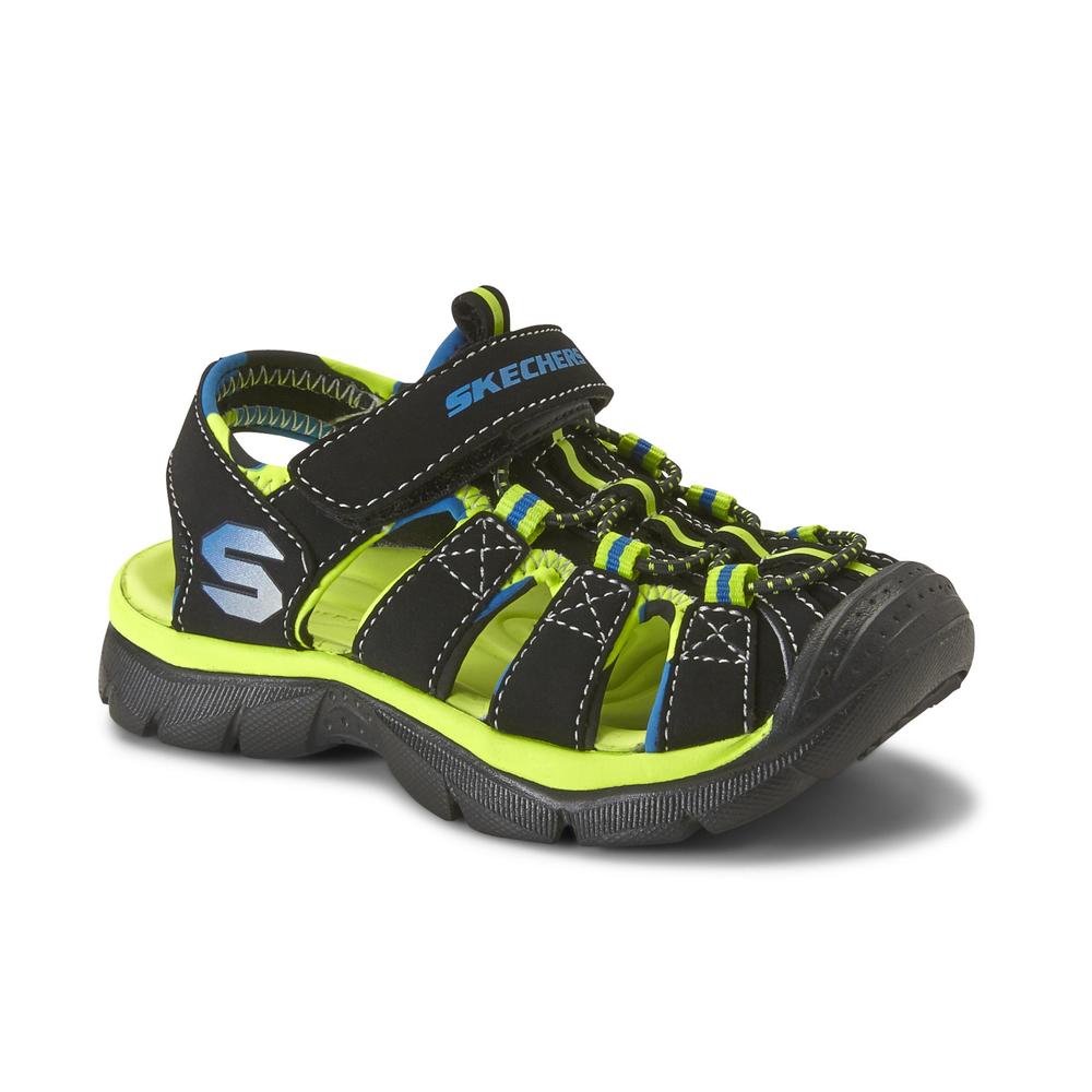 Skechers Toddler Boy's Relix Black/Green/Blue Sport Sandal
