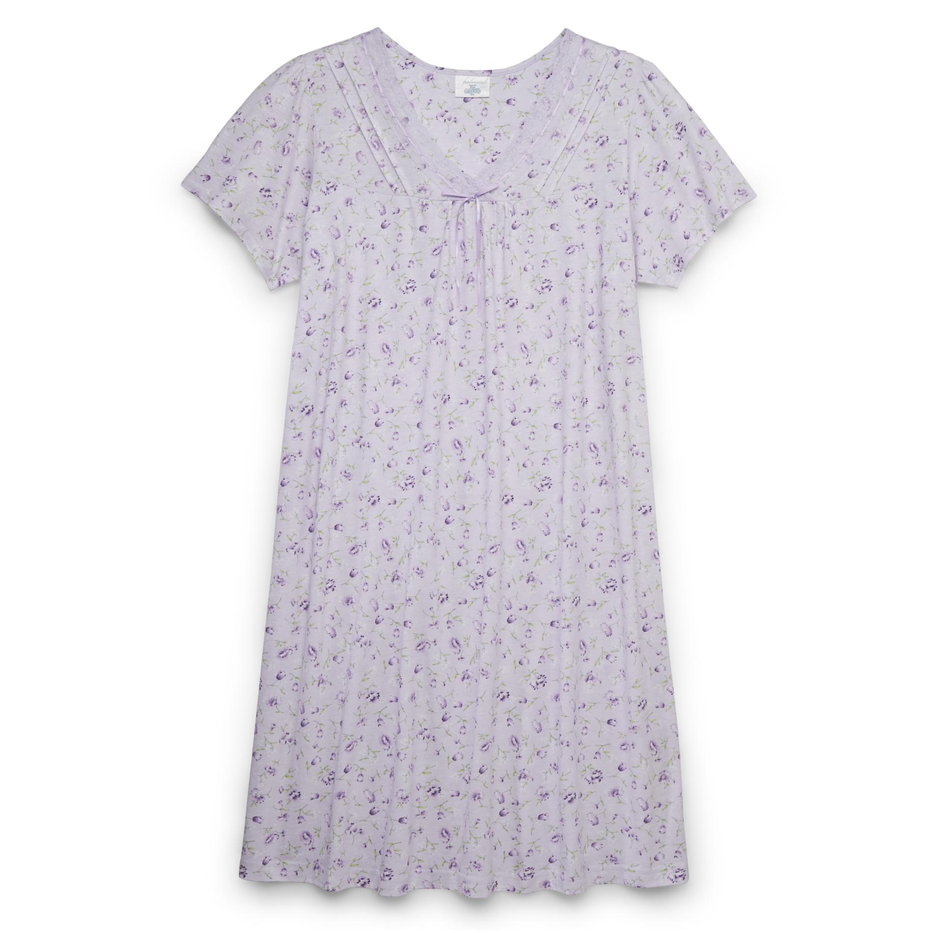 Fundamentals Women's Lace-Trim Nightgown - Floral