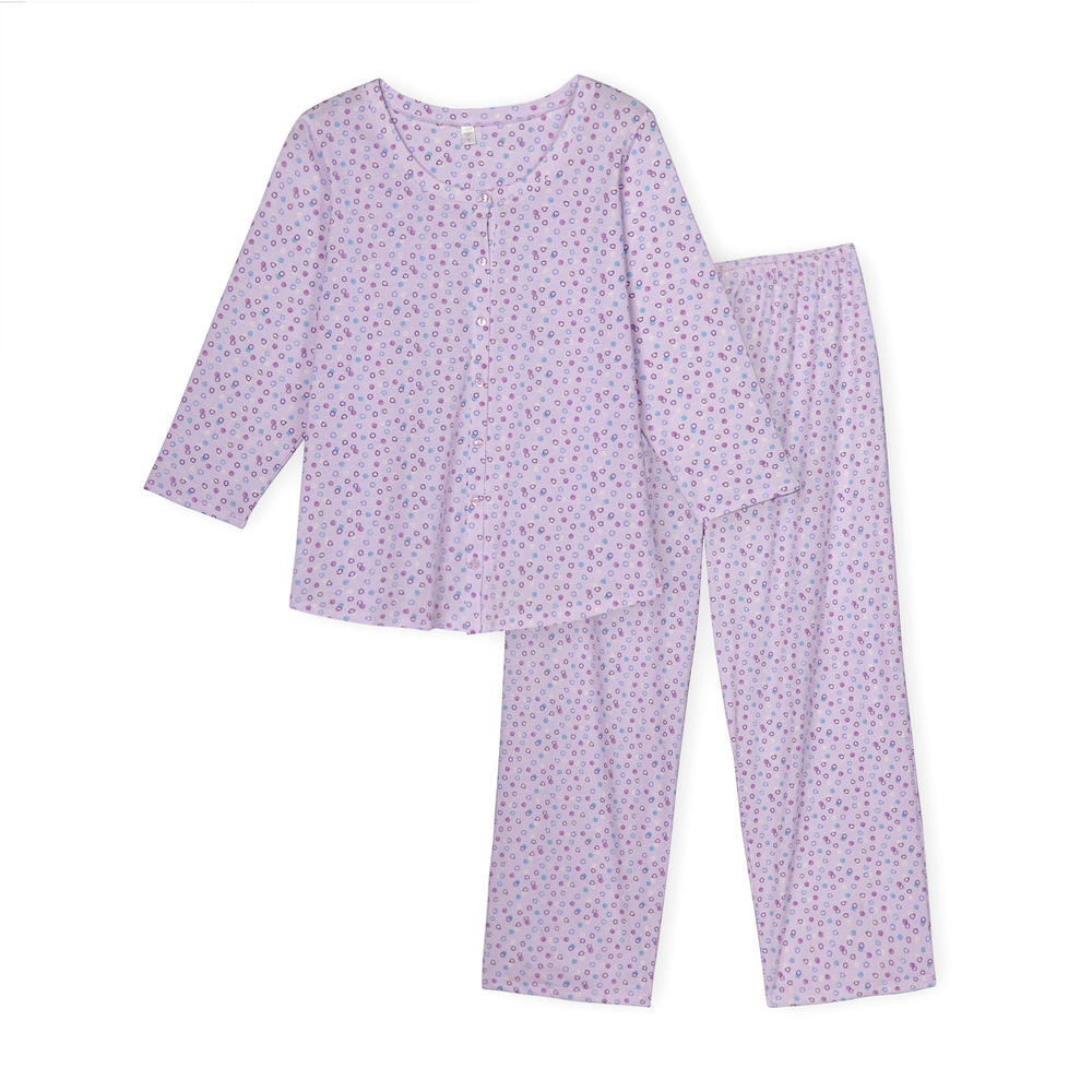 Pink K Women's Knit Pajama Top & Pants - Circles