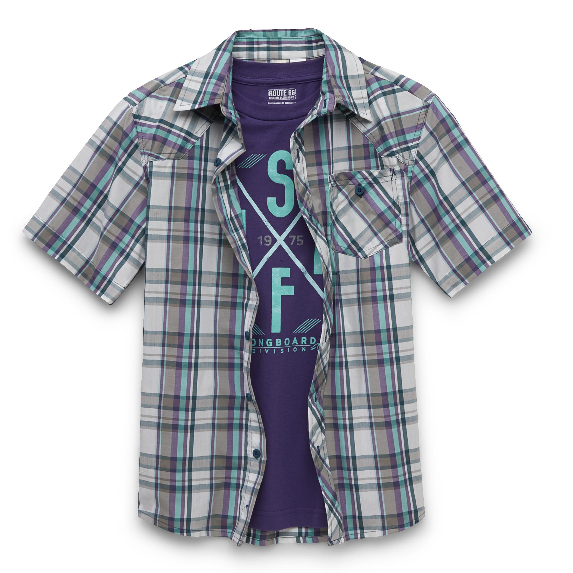 Route 66 Boy's Button-Front Shirt & T-Shirt - Wave Rider