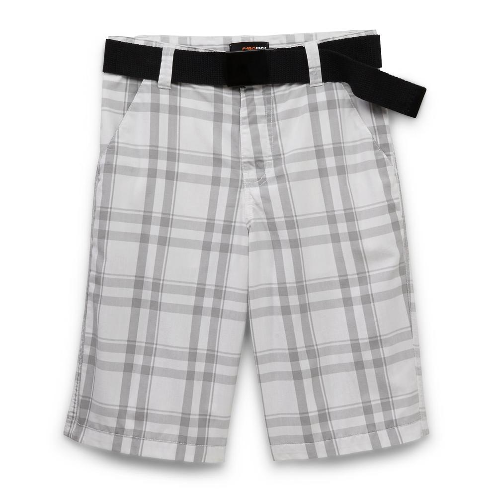 Amplify Boy's Woven Shorts & Belt - Plaid