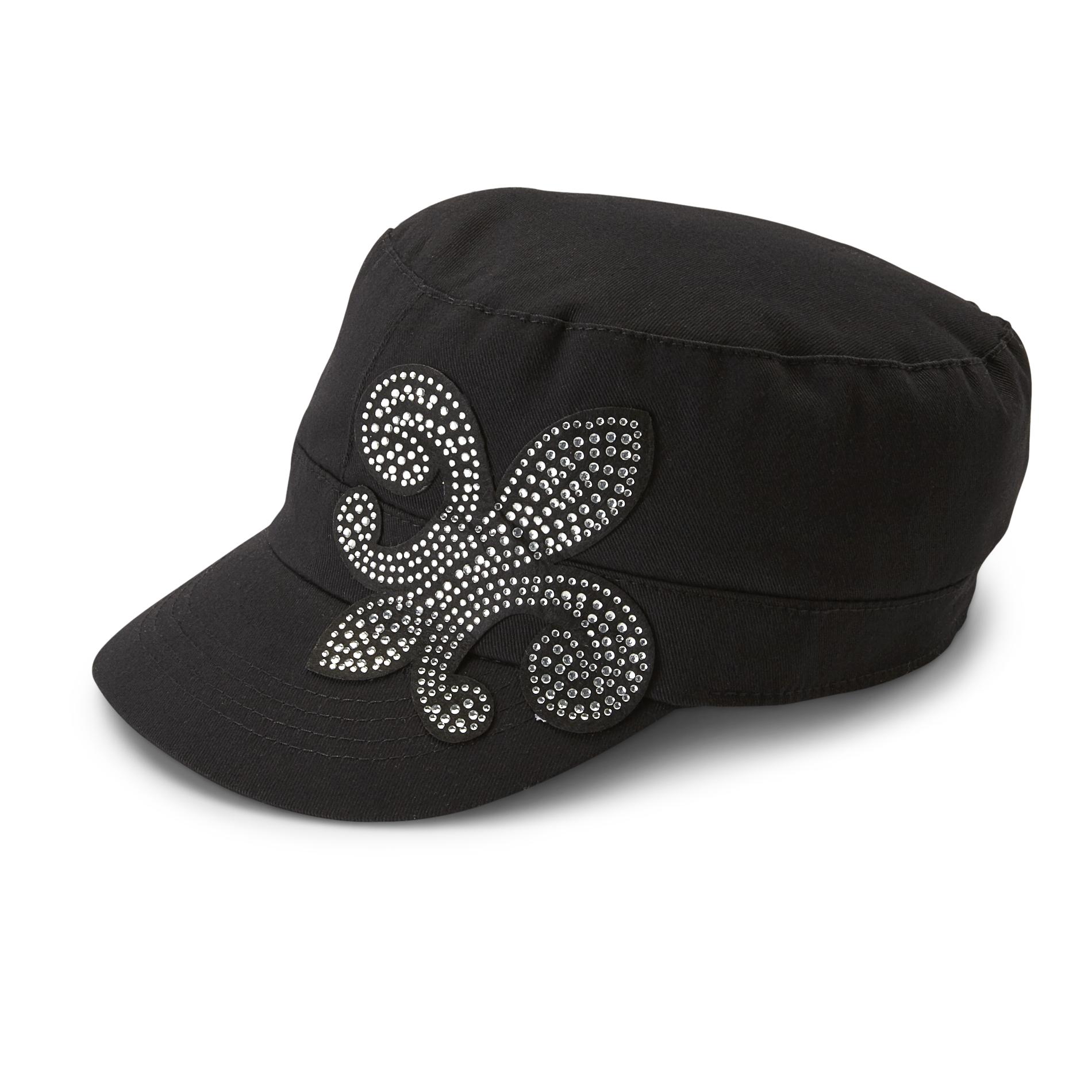Women's Rhinestone Cadet Hat - Fleur de Lis
