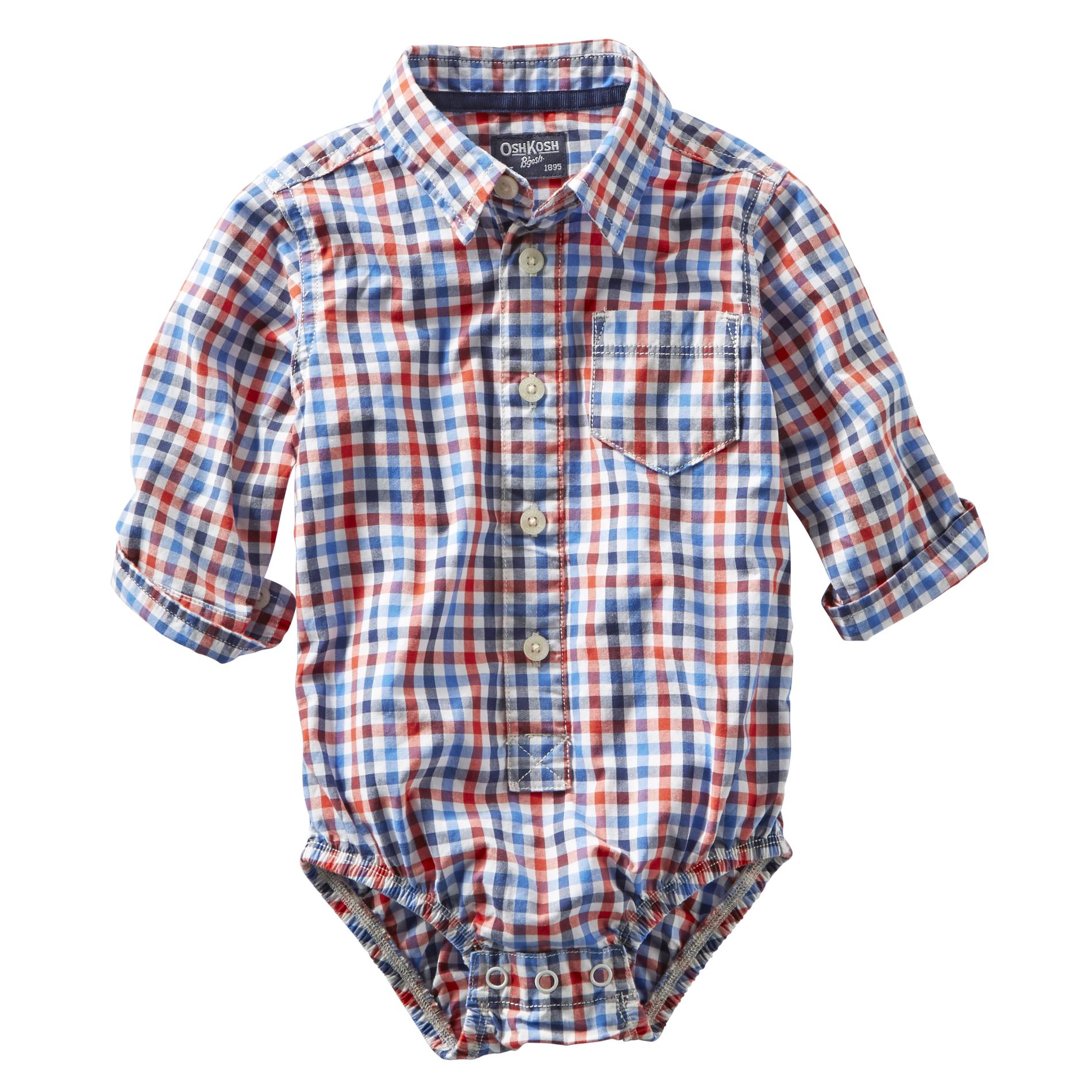 OshKosh Newborn & Infant Boy's Long-Sleeve Poplin Bodysuit - Plaid