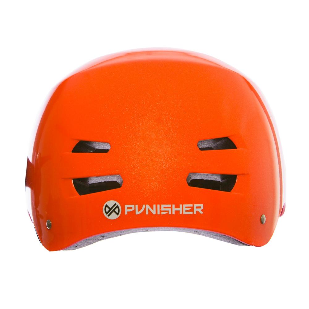 Punisher Skateboards Youth 13-vent Metallic Flake Neon Orange Dual Safety Certified BMX Bike and Skateboard Helmet, Size Medium