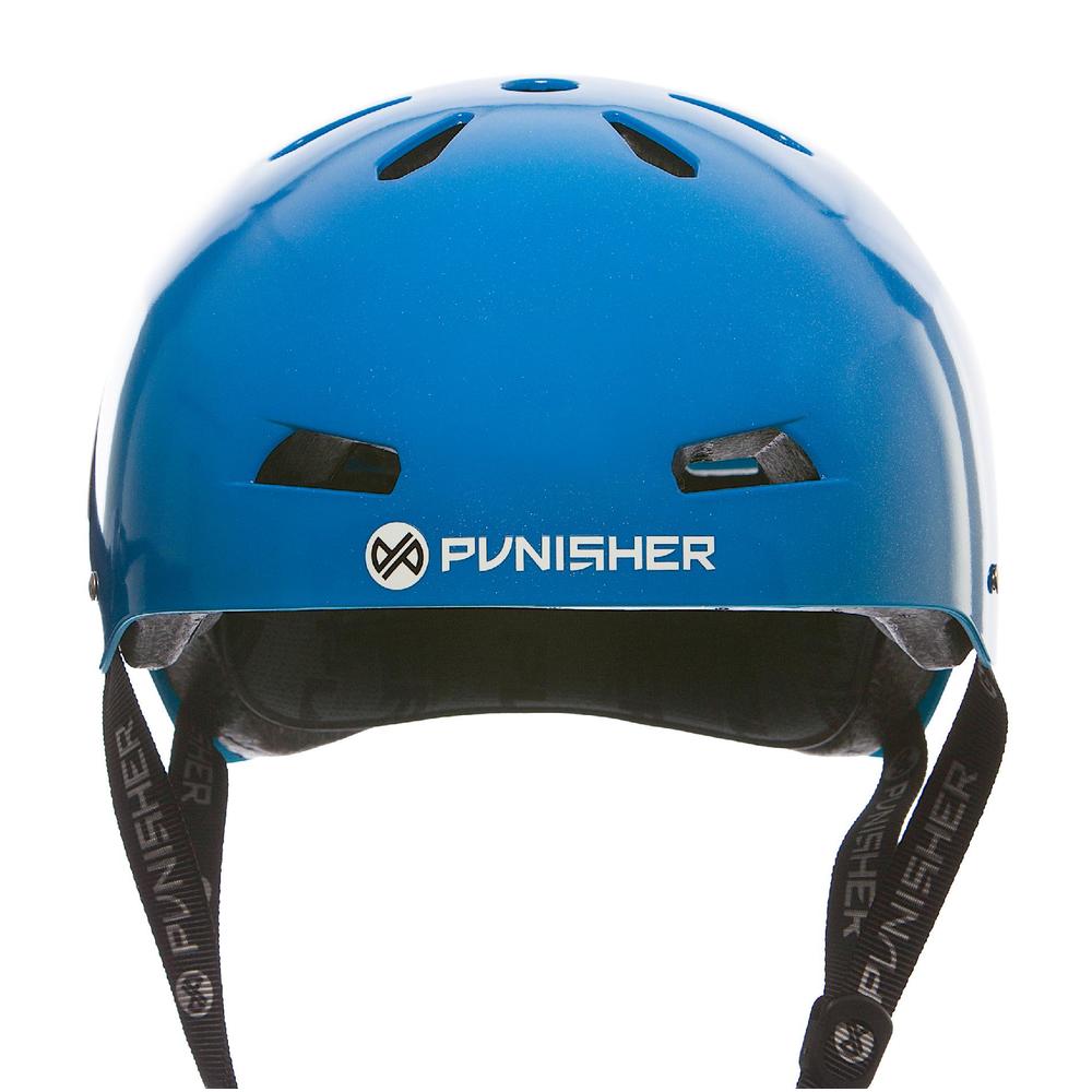 Punisher Skateboards Youth 13-vent Bright Neon Blue Dual Safety Certified BMX Bike and Skateboard Helmet, Size Medium