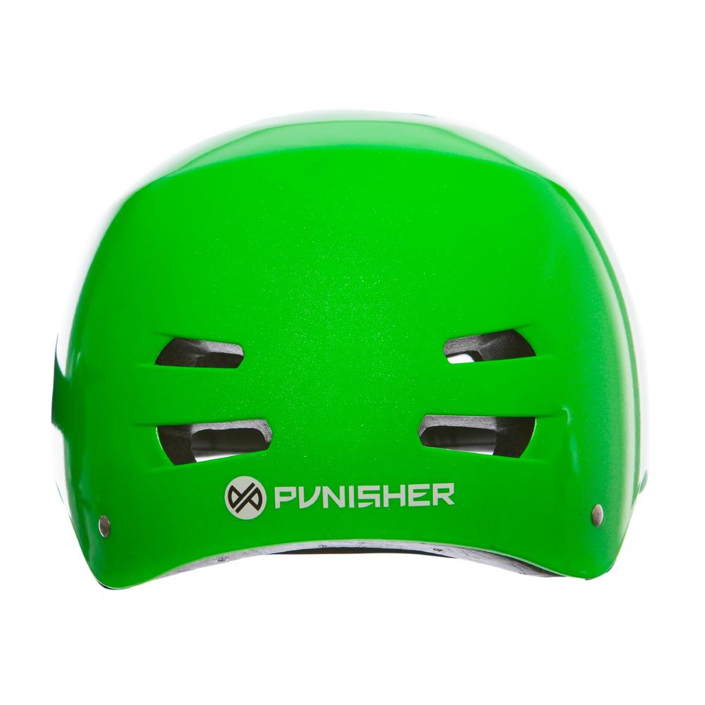Punisher Skateboards Youth 13-vent Bright Neon Green Dual Safety Certified BMX Bike and Skateboard Helmet, Size Medium