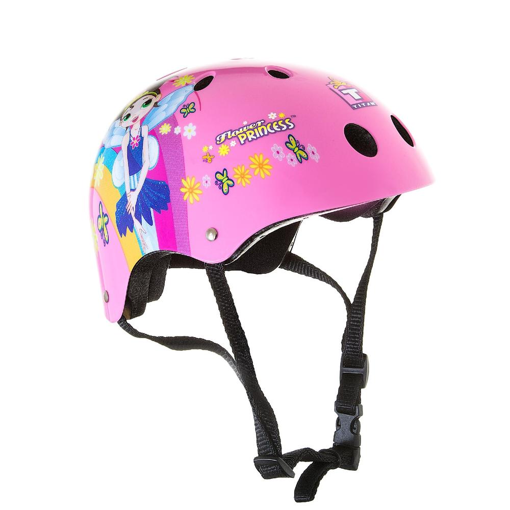 Titan  Flower Princess 11-vent Girl's Pink Skateboard or BMX Helmet Size Small with Extra Helmet Pads