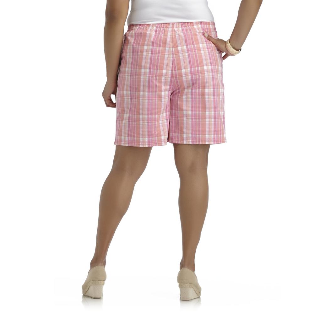 Chic Women's Plus Twill Shorts - Plaid