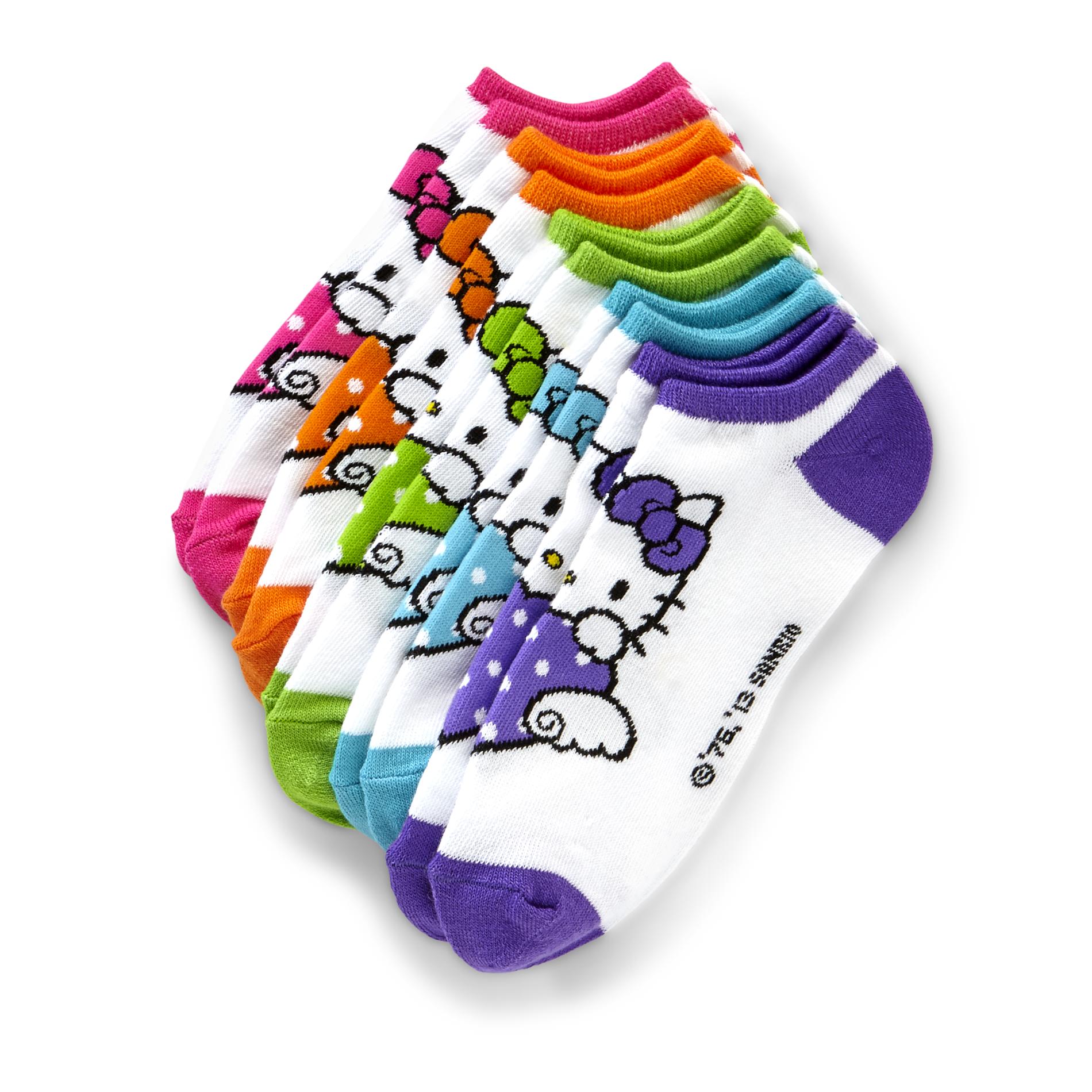 Hello Kitty Girl's 5-Pairs No-Show Socks - Polka-Dot Hearts