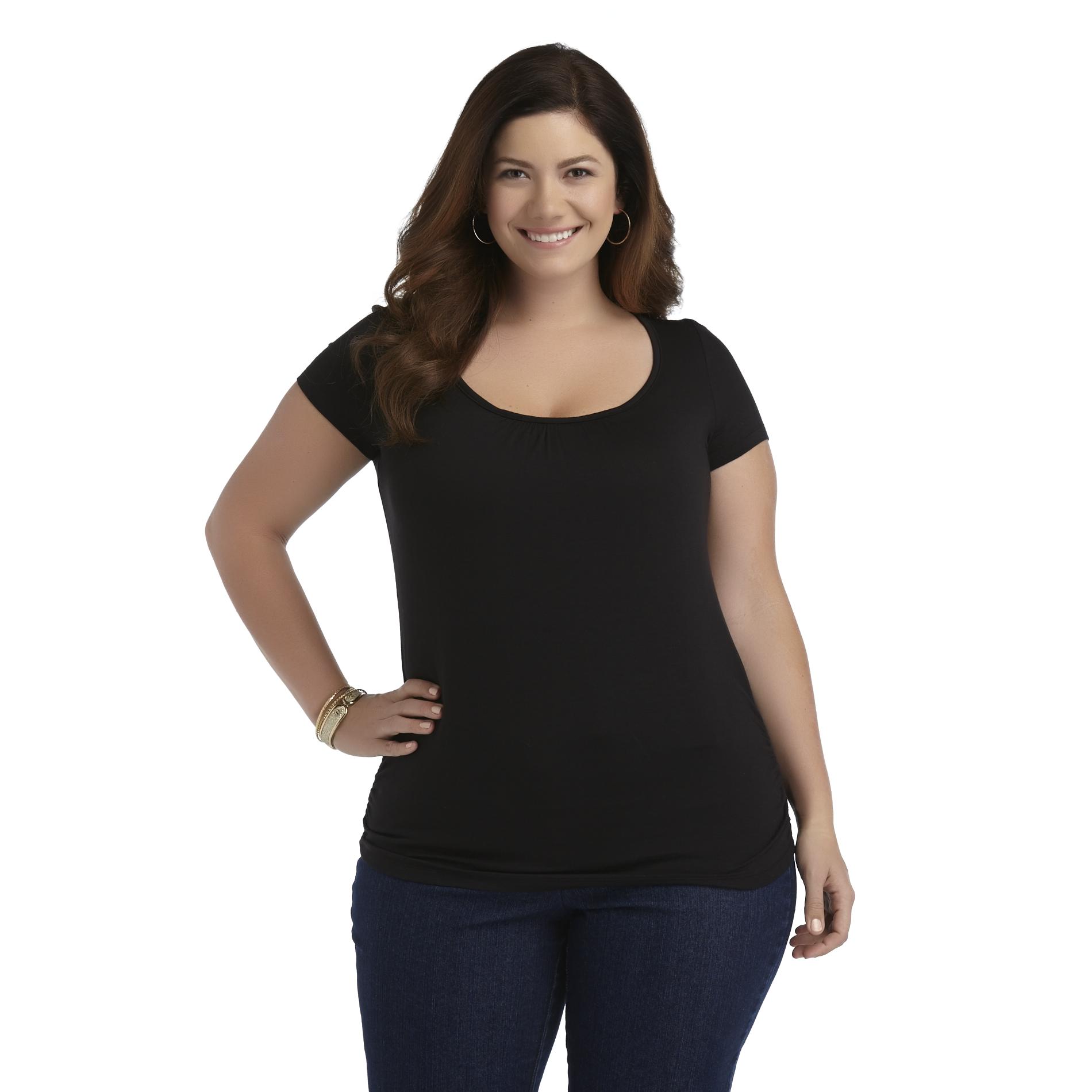 Beverly Drive Women's Plus Short-Sleeve Shirred Top