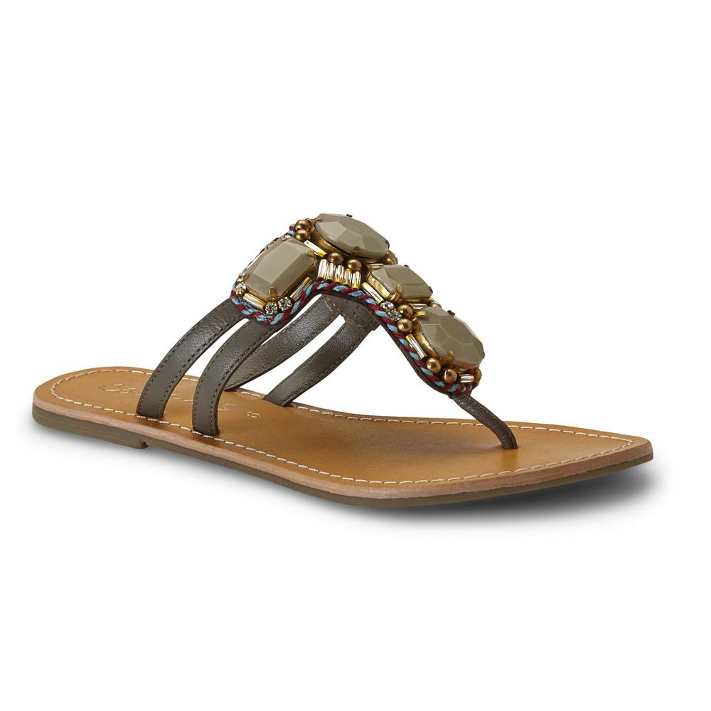 Coconuts by Matisse Women's Cayman Taupe Jeweled Thong Sandal