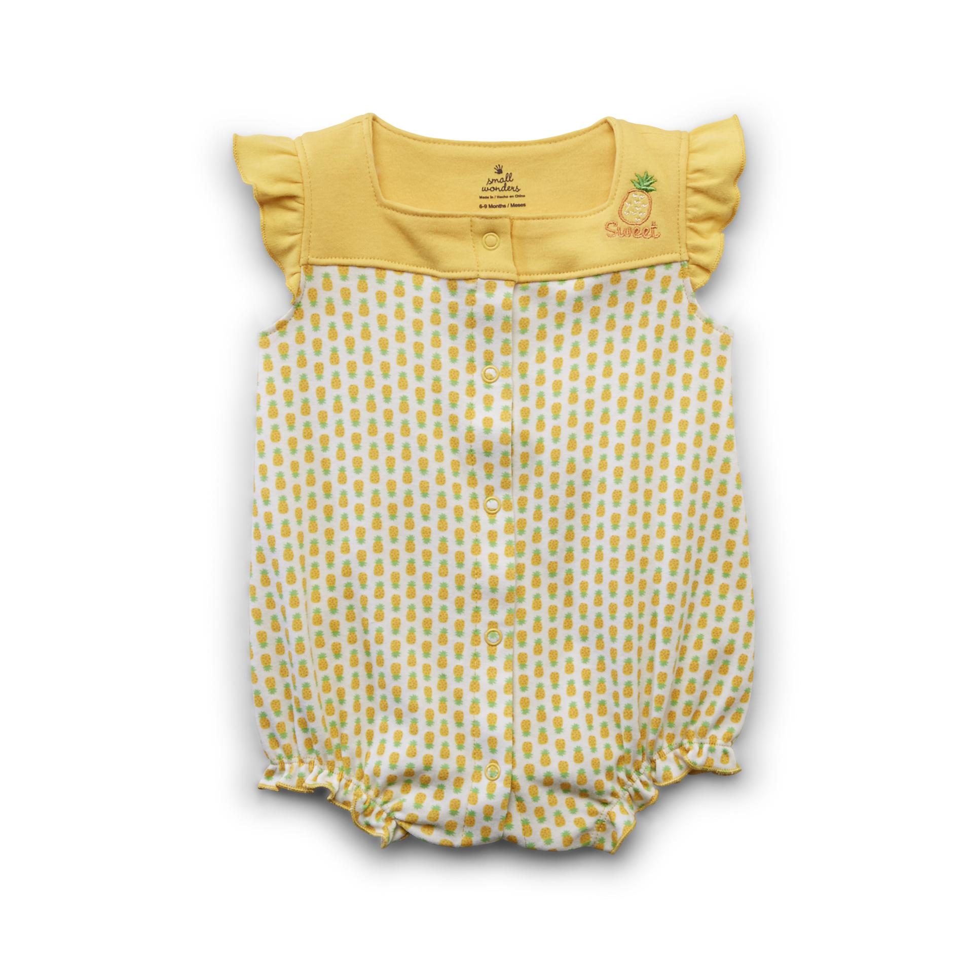 Small Wonders Newborn Girl's Flutter Sleeve Bodysuit - Pineapple