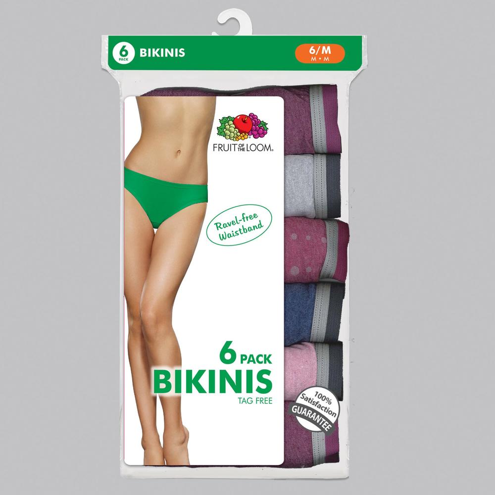Fruit of the Loom Women's 6-Pack Bikini Panties
