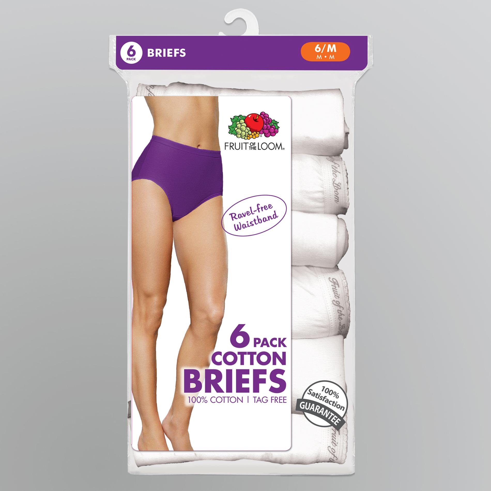 Fruit of the Loom Women's 6-Pack Cotton Brief Panties