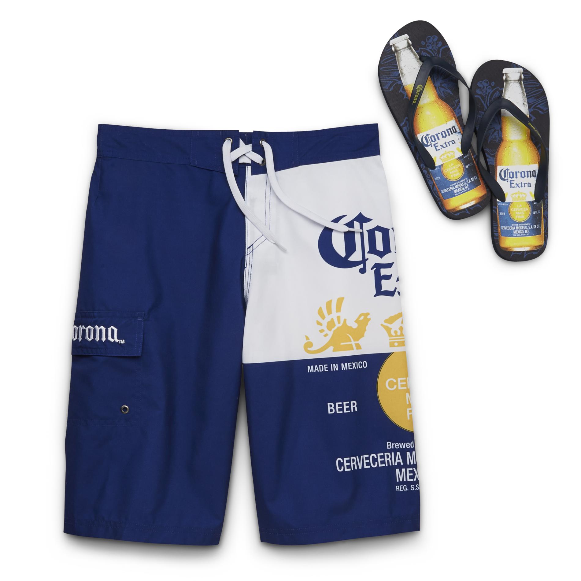 Corona Men's Swim Shorts & Flip-Flops