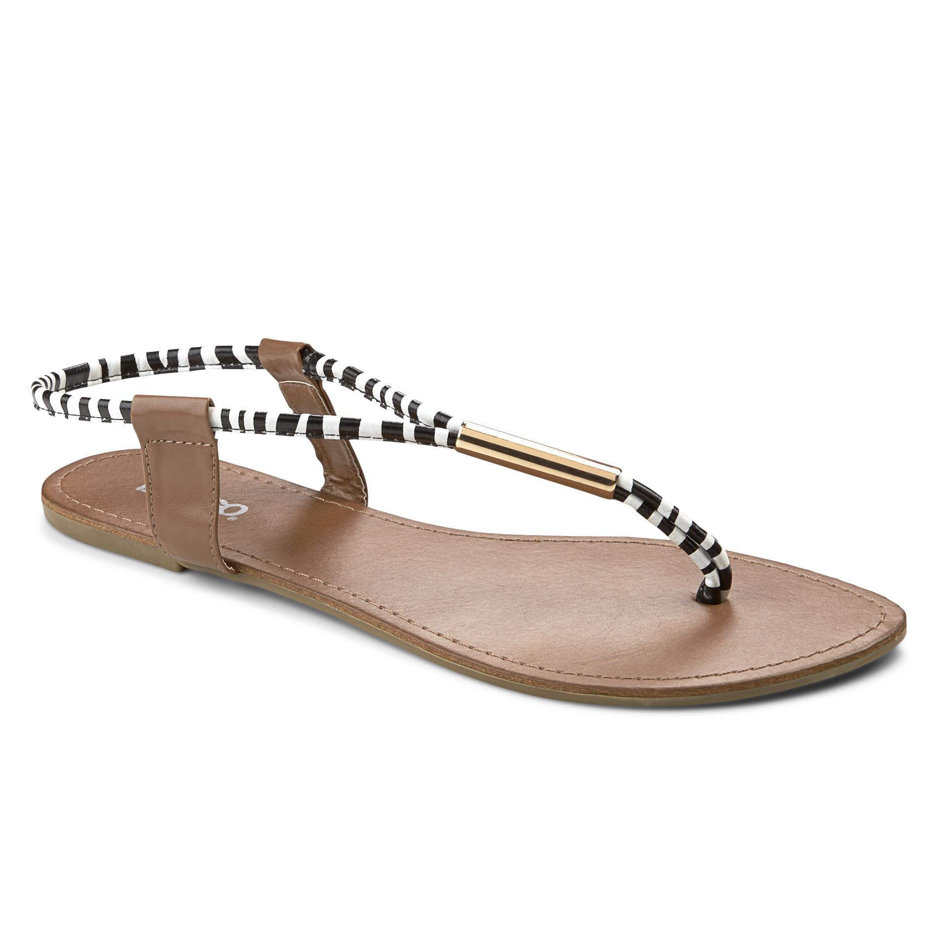 Bongo Junior's Black/White Zebra Stripe Synthetic Leather Slingback Sandals