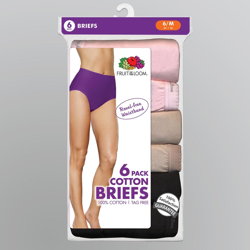 Fruit of the Loom Women's 6-Pack Cotton Brief Panties