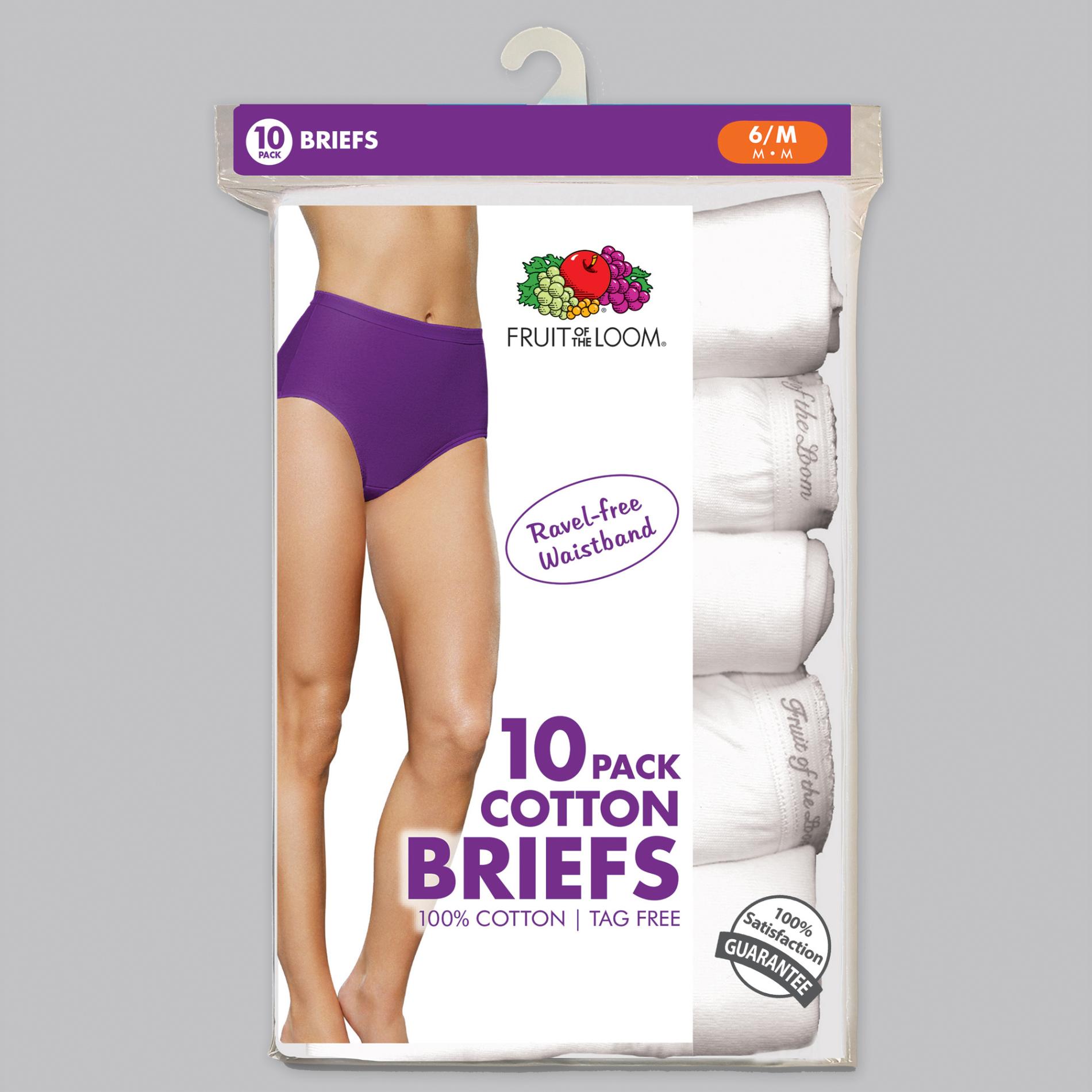 Fruit of the Loom Women's 10-Pack Cotton Brief Panties