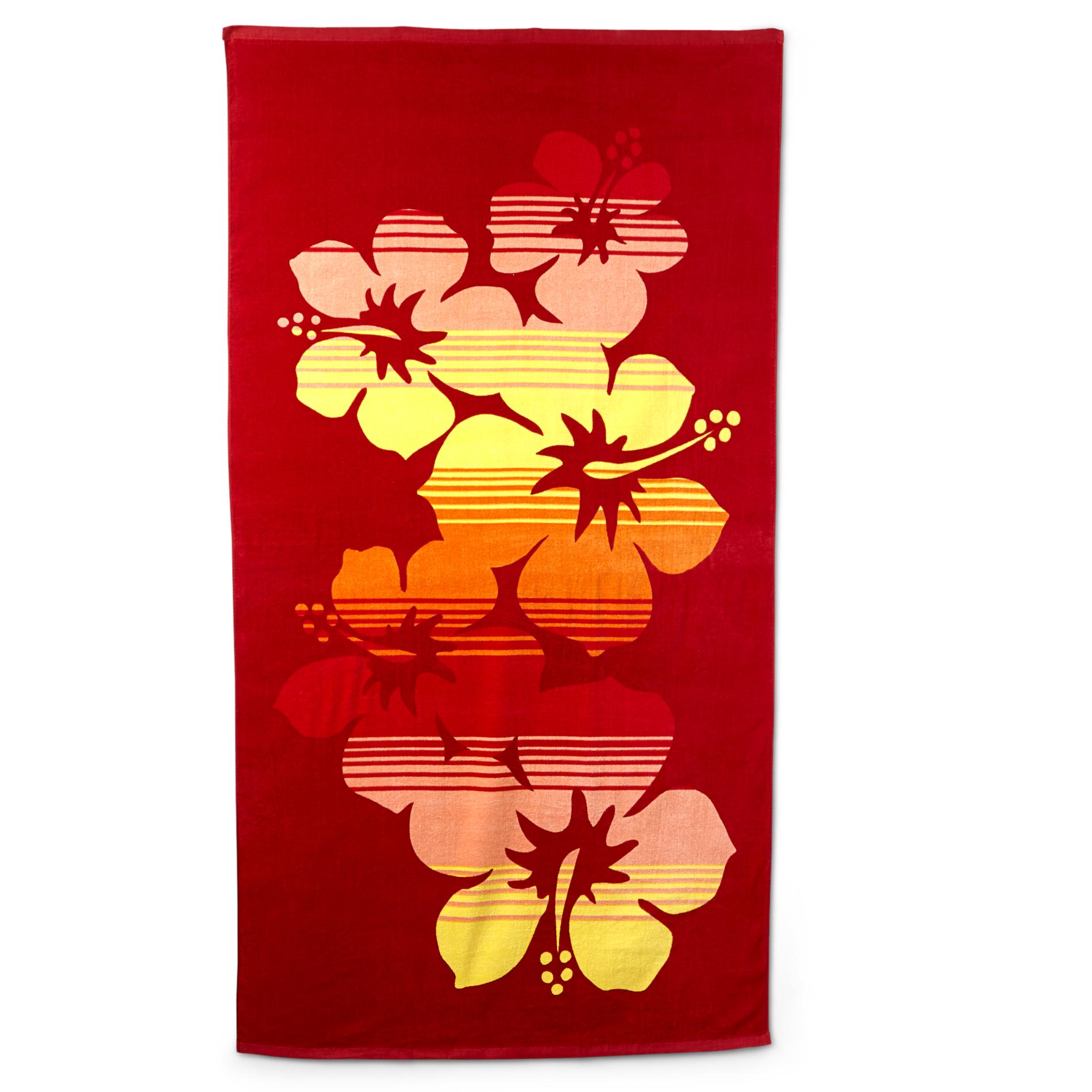 Colormate Beach Towel - Ombre Hibiscus Flowers