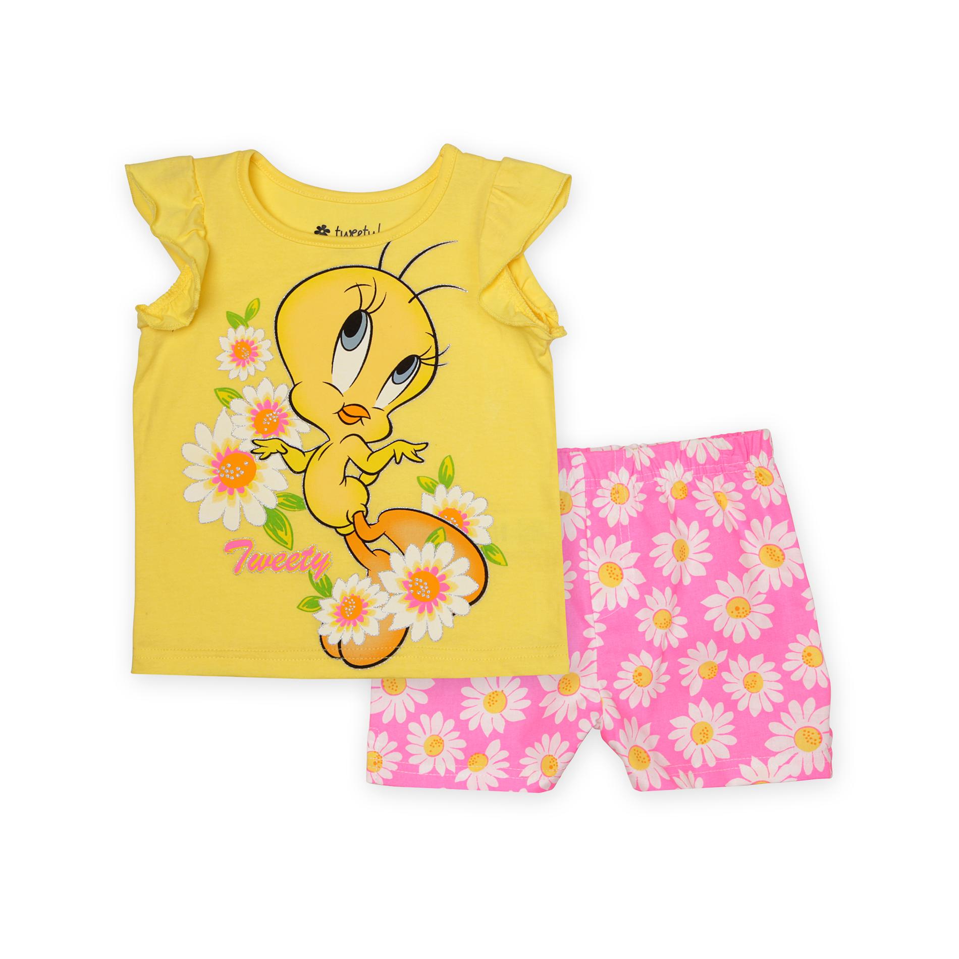 Warner Brothers Infant & Toddler Girl's Graphic T-Shirt & Shorts - Tweety Bird