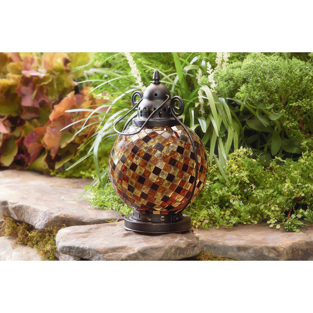 Garden Oasis Mosaic Lantern- Brown
