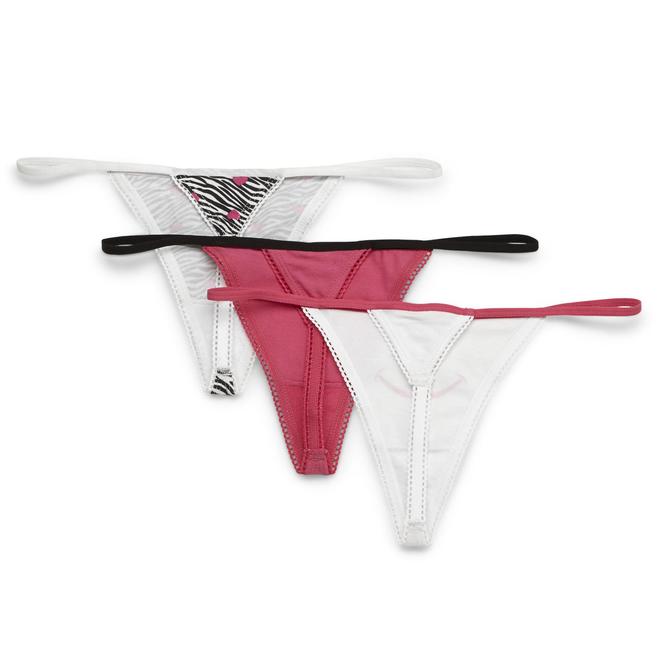Joe Boxer Women's 3Pack Thong Panties Hearts