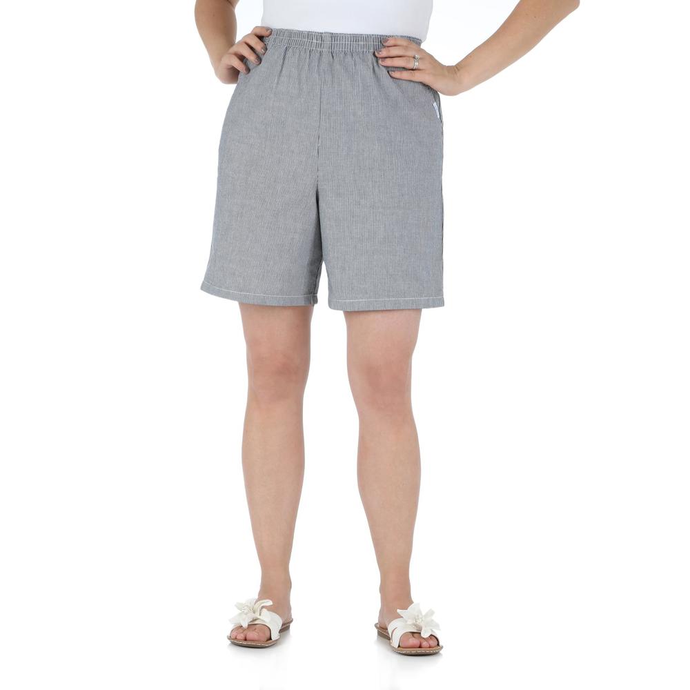 Chic Women's Pull-On Chambray Shorts - Pinstripe