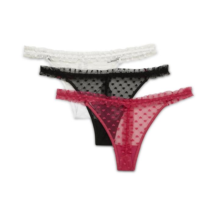 Joe Boxer Women's Plus 3Pack Thong Panties Hearts