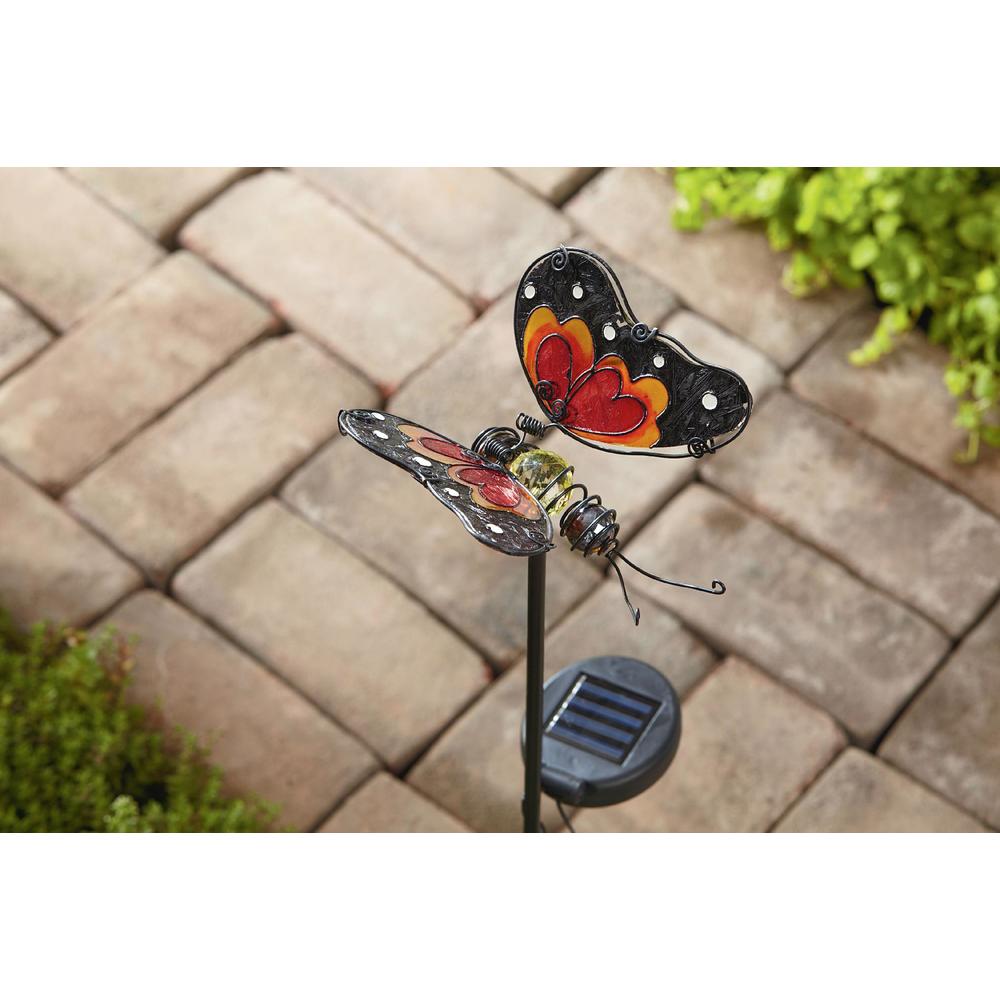Garden Oasis Red Butterfly Solar Stake