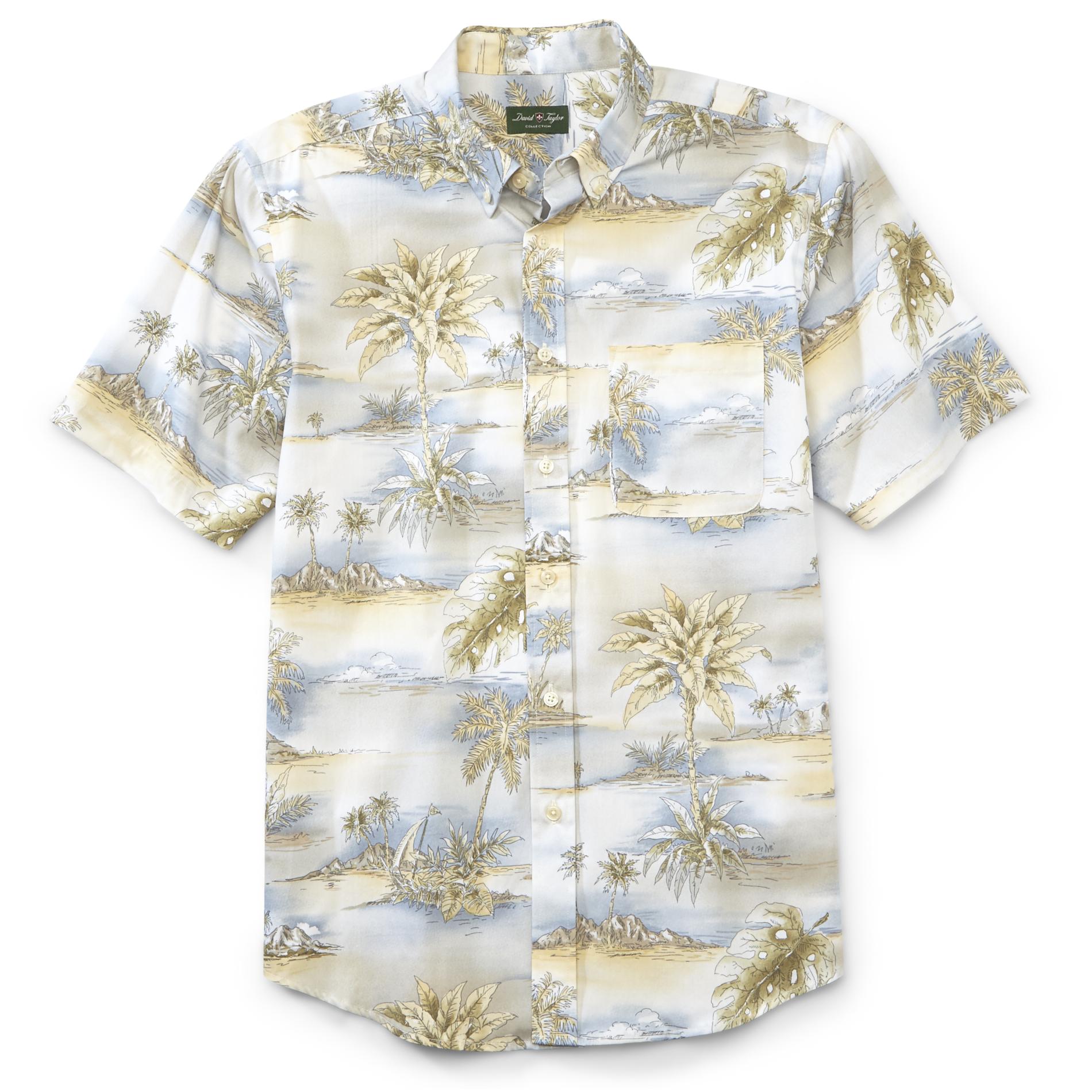 David Taylor Collection Men's Button-Front Shirt - Island