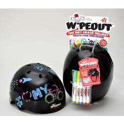Wipeout Dry Erase Kids Helmet for Bike, Skate, and Scooter, Black, Ages 5+ (WP4002)