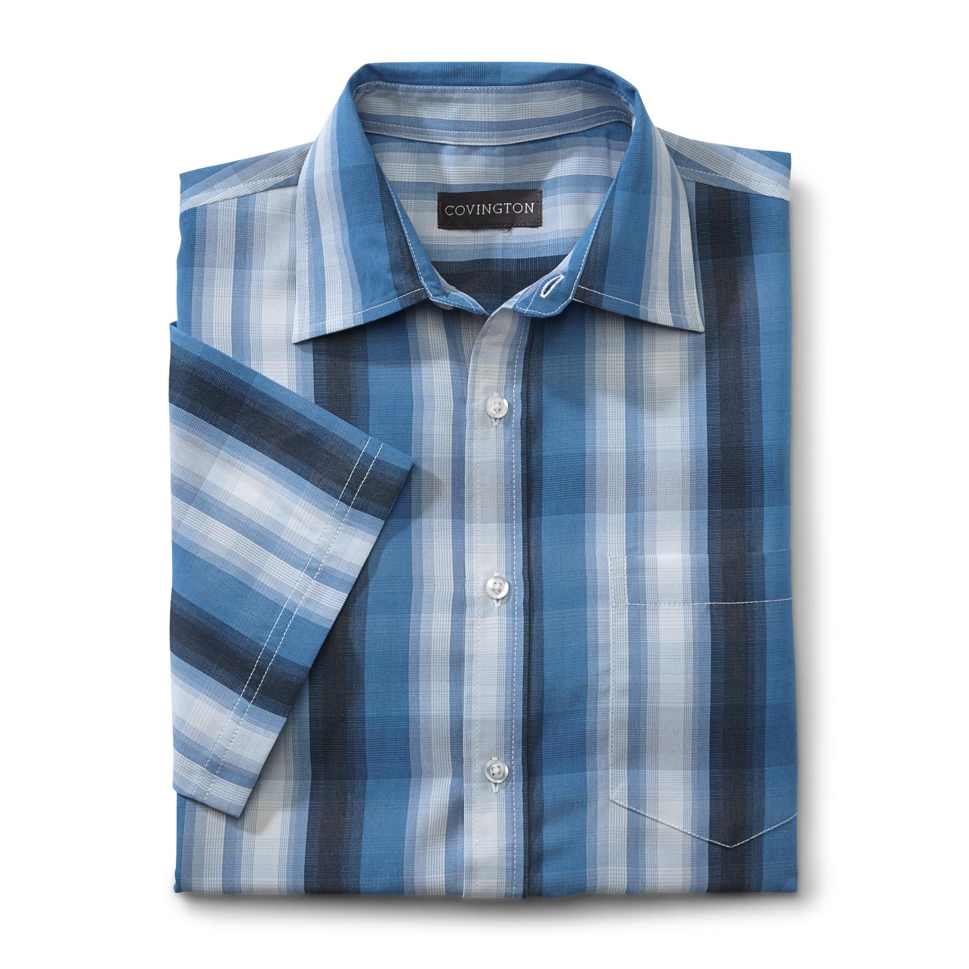 Covington Men's Short-Sleeve Microfiber Button-Front Shirt - Plaid