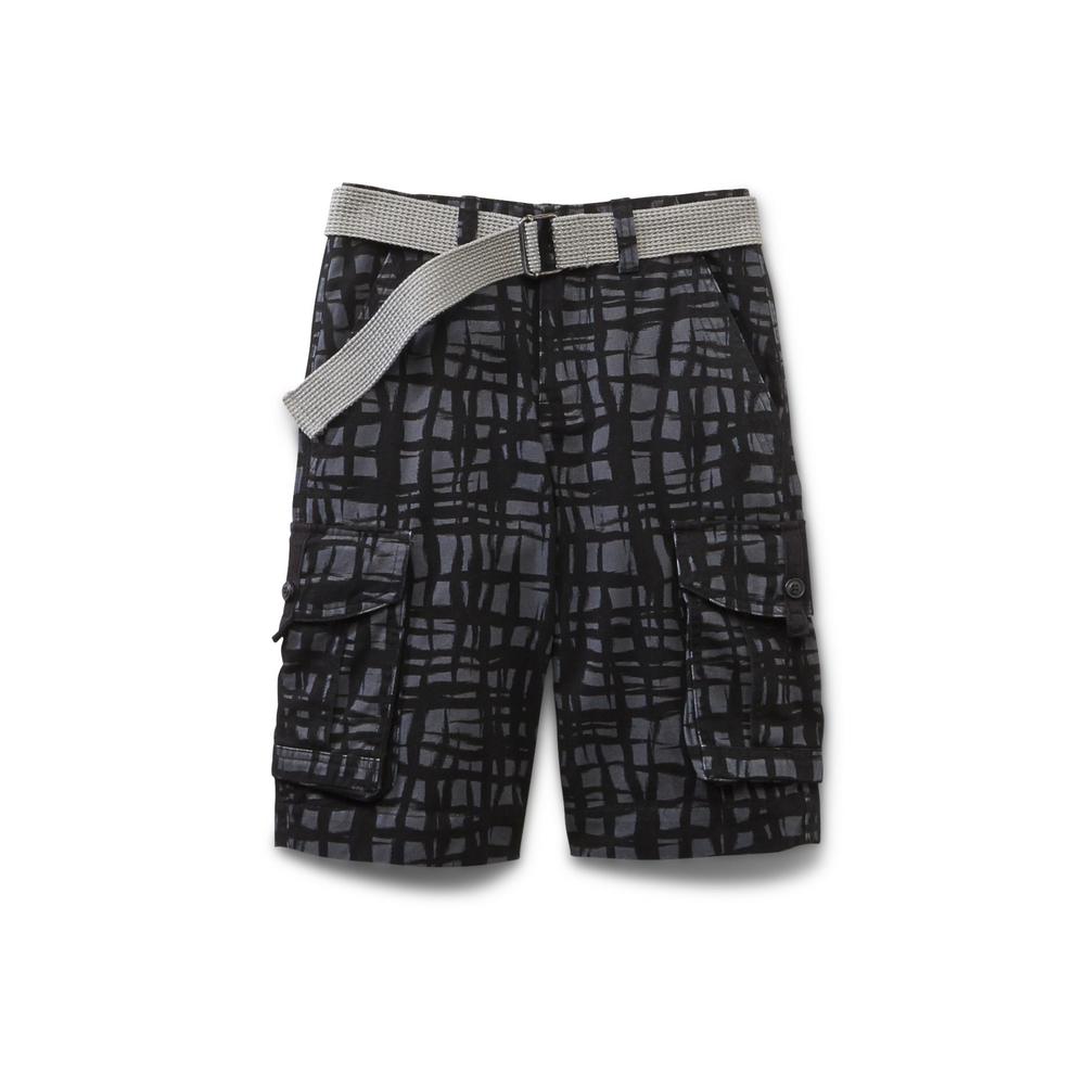 Skate Boy's Belted Cargo Shorts - Abstract Print