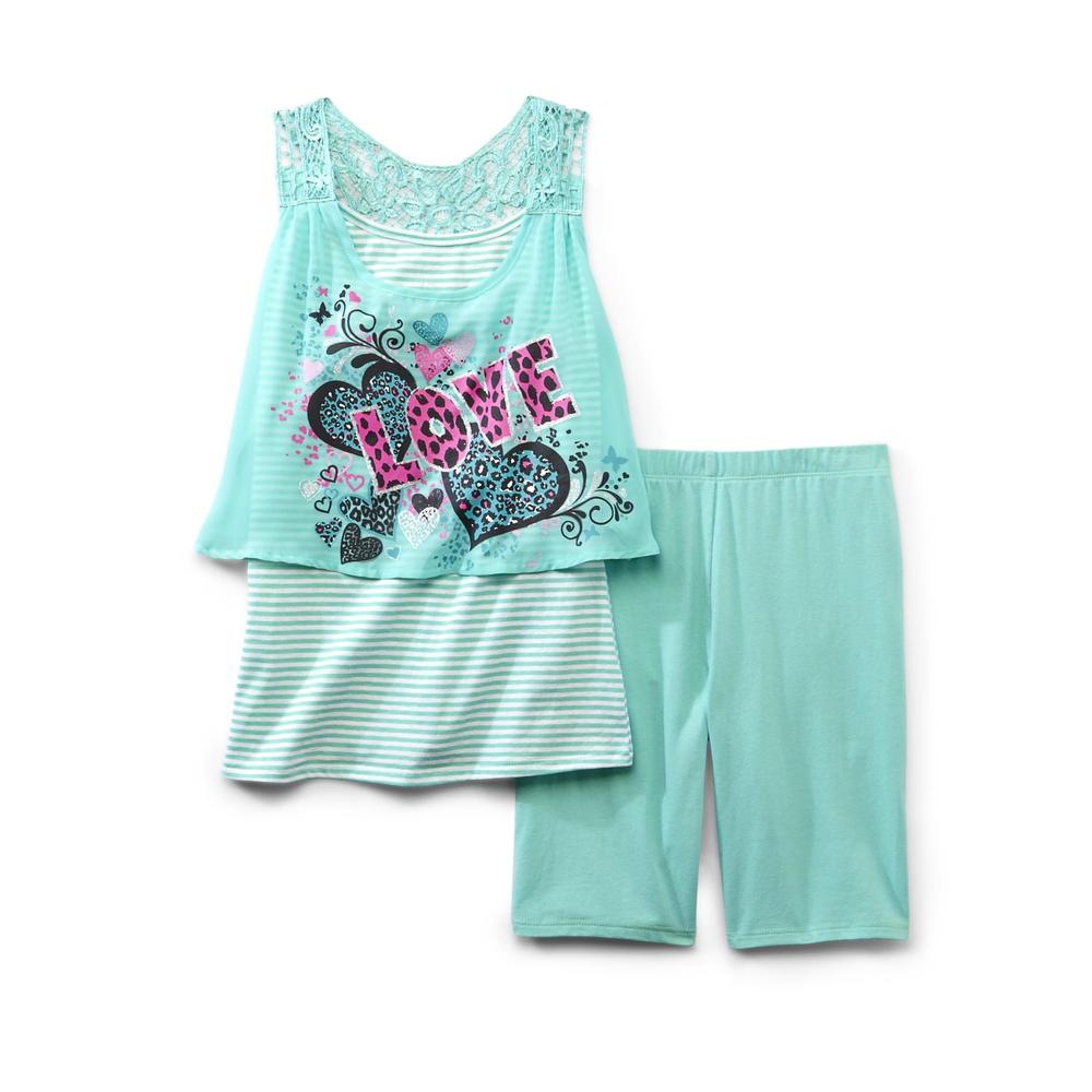 Tempted Apparel Girl's Racerback Top & Shorts - Love & Hearts