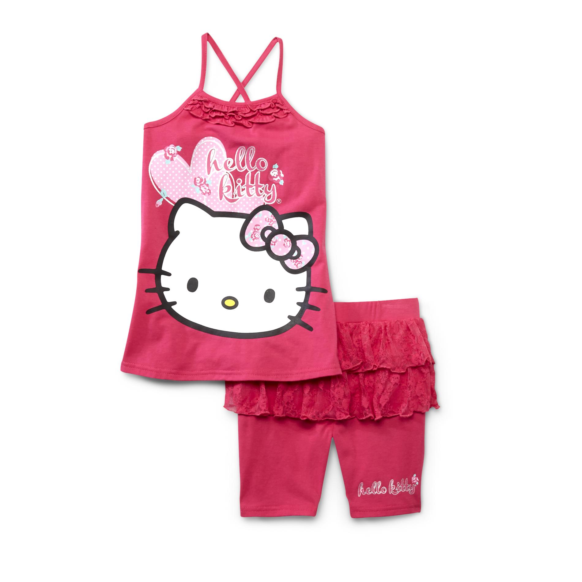 Hello Kitty Girl's Ruffle Tank Top & Shorts