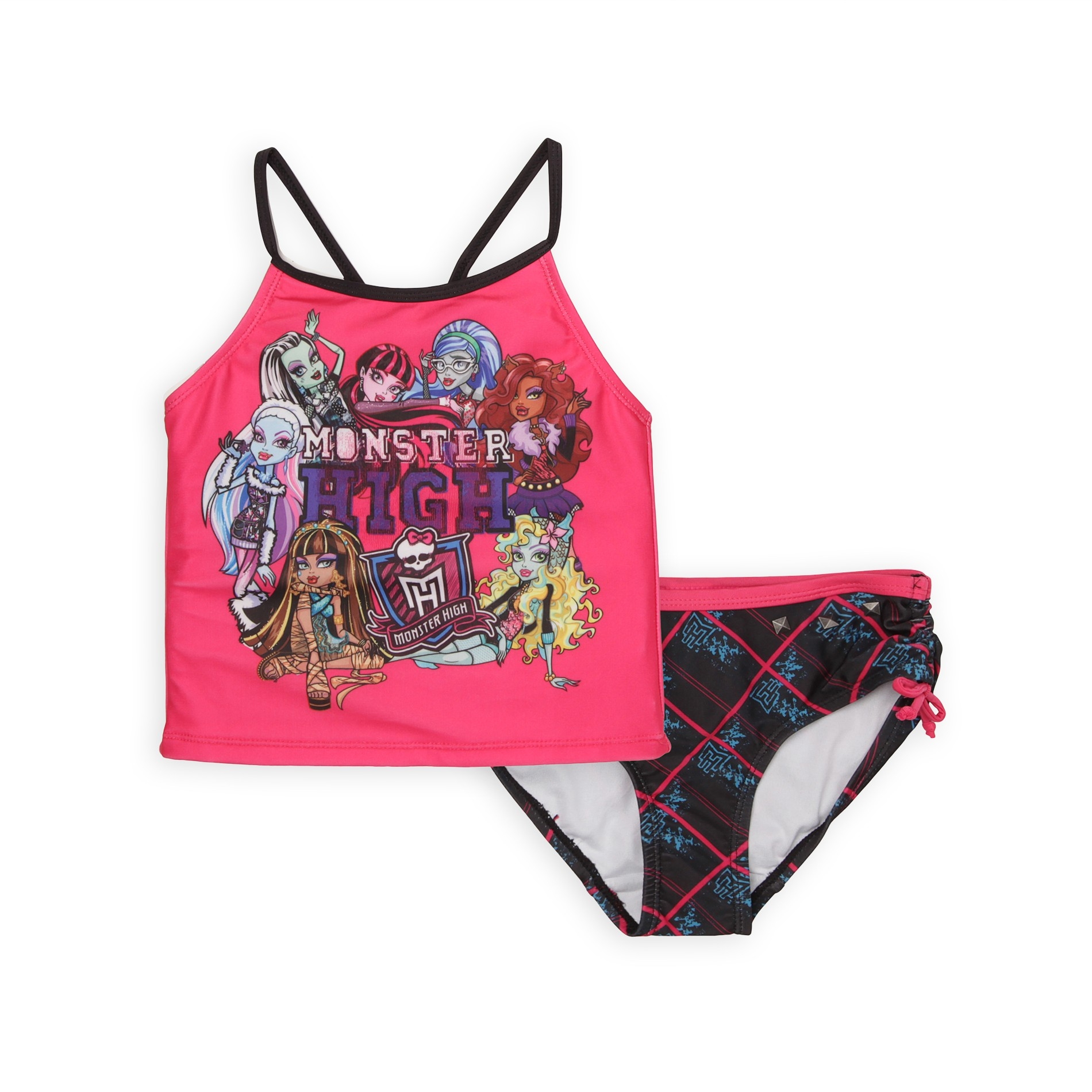 Monster High Girl's 2-Piece Tankini Swimsuit - Plaid