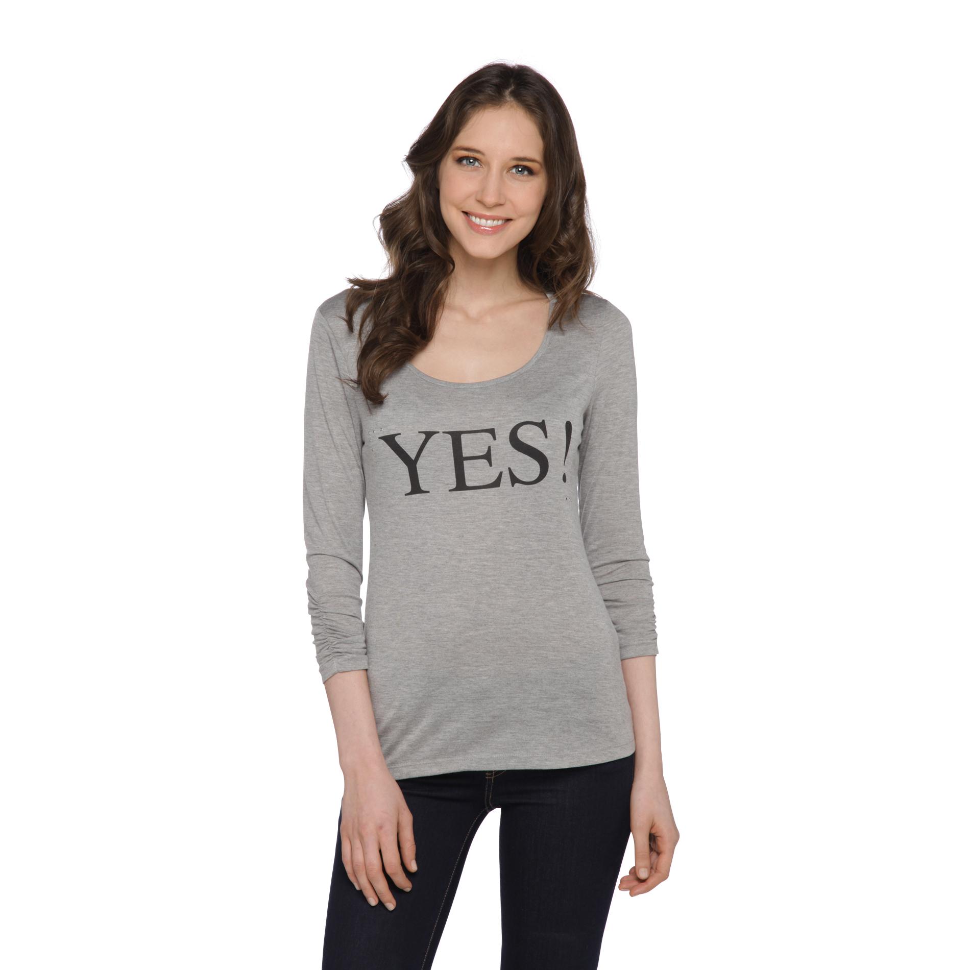 Women's Graphic Knit Top - Yes!