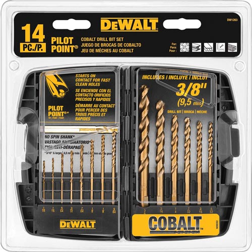 DeWalt 14 pc. Cobalt Pilot Point Drill Bit Set