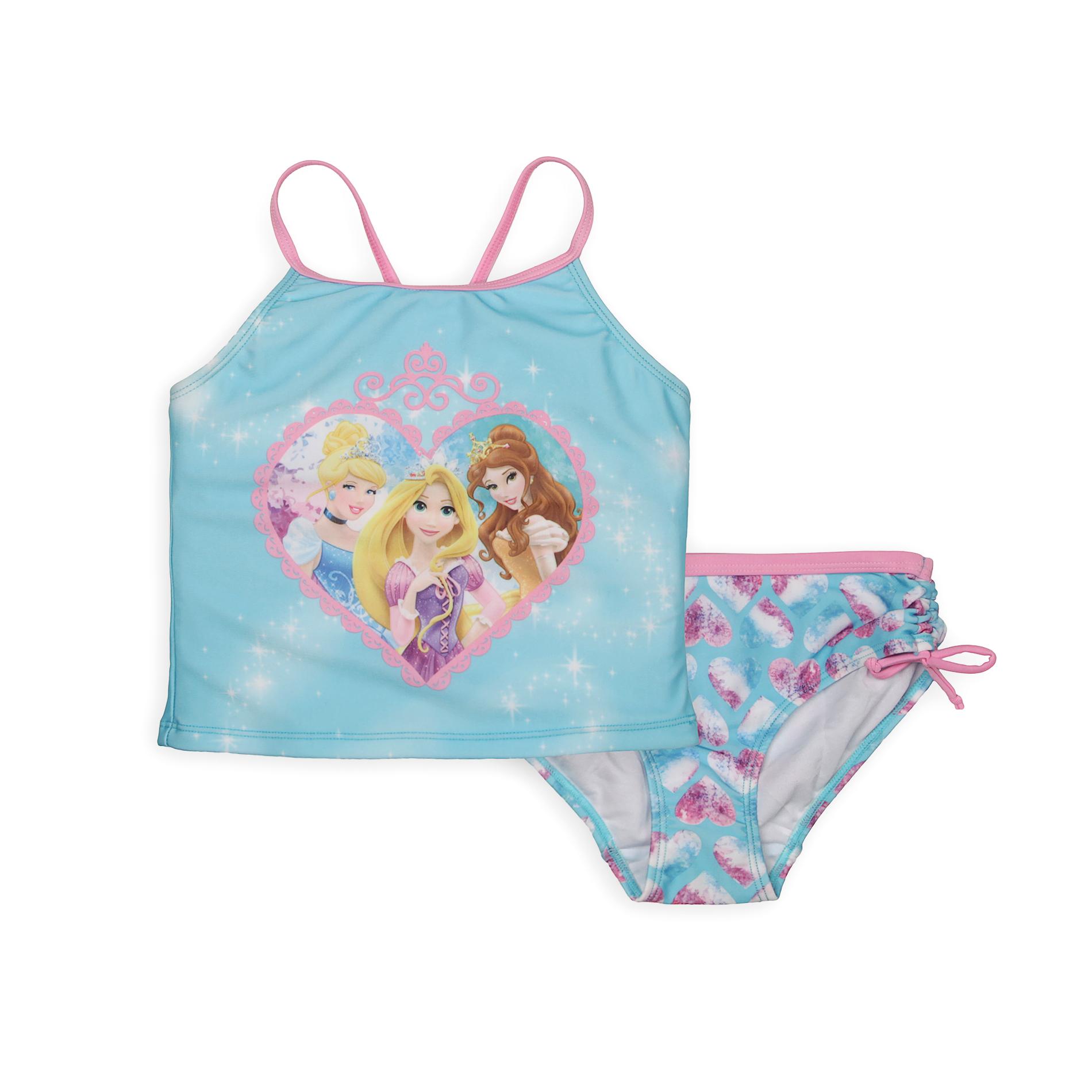 Disney Princess Girl's 2-Piece Tankini Swimsuit - Hearts