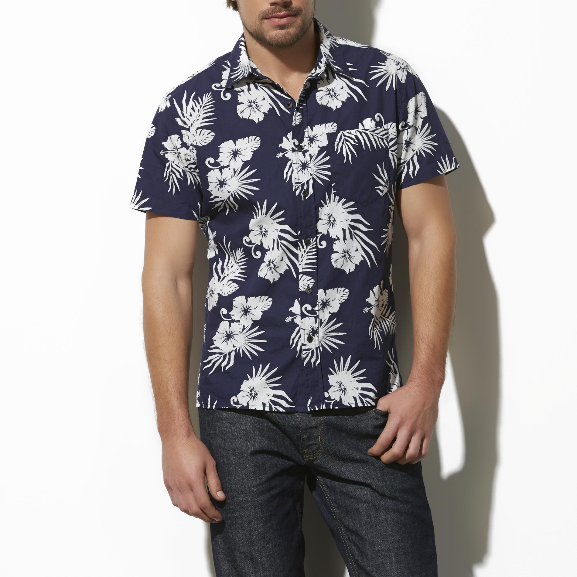 Adam Levine Men's Poplin Shirt - Hawaiian Print