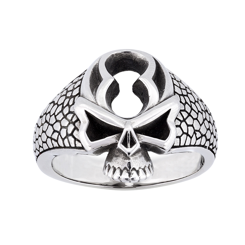 Stainless Steel Reptile Texture Skull Ring