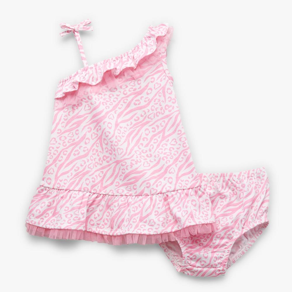 WonderKids Infant & Toddler Girl's Asymmetrical Ruffled Tunic Dress - Animal Print
