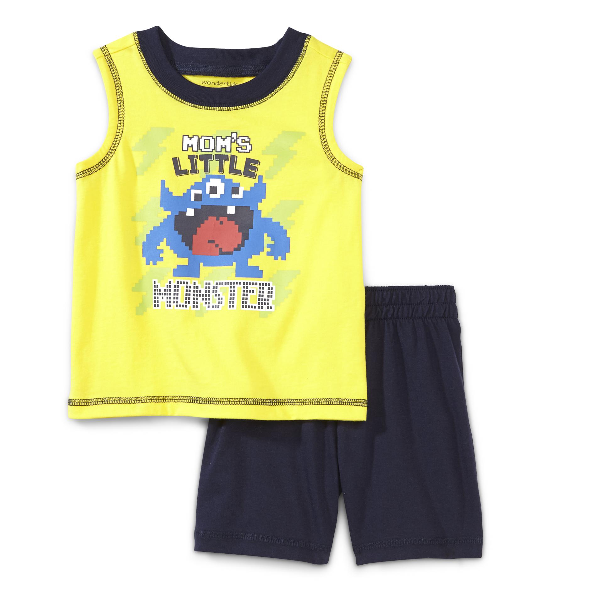 WonderKids Infant & Toddler Boy's Sleeveless Shirt & Shorts - Mom's Little Monster