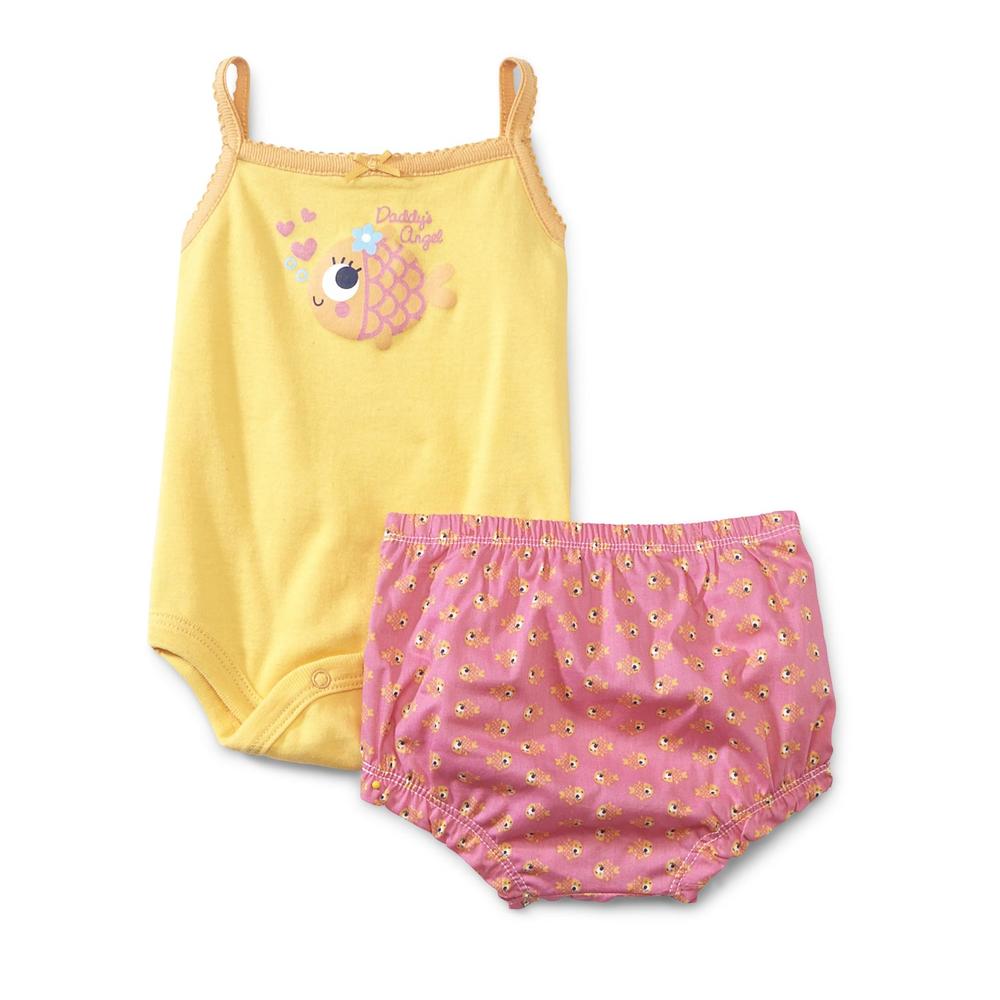 Small Wonders Newborn Girl's Bodysuit & Diaper Cover - Fish