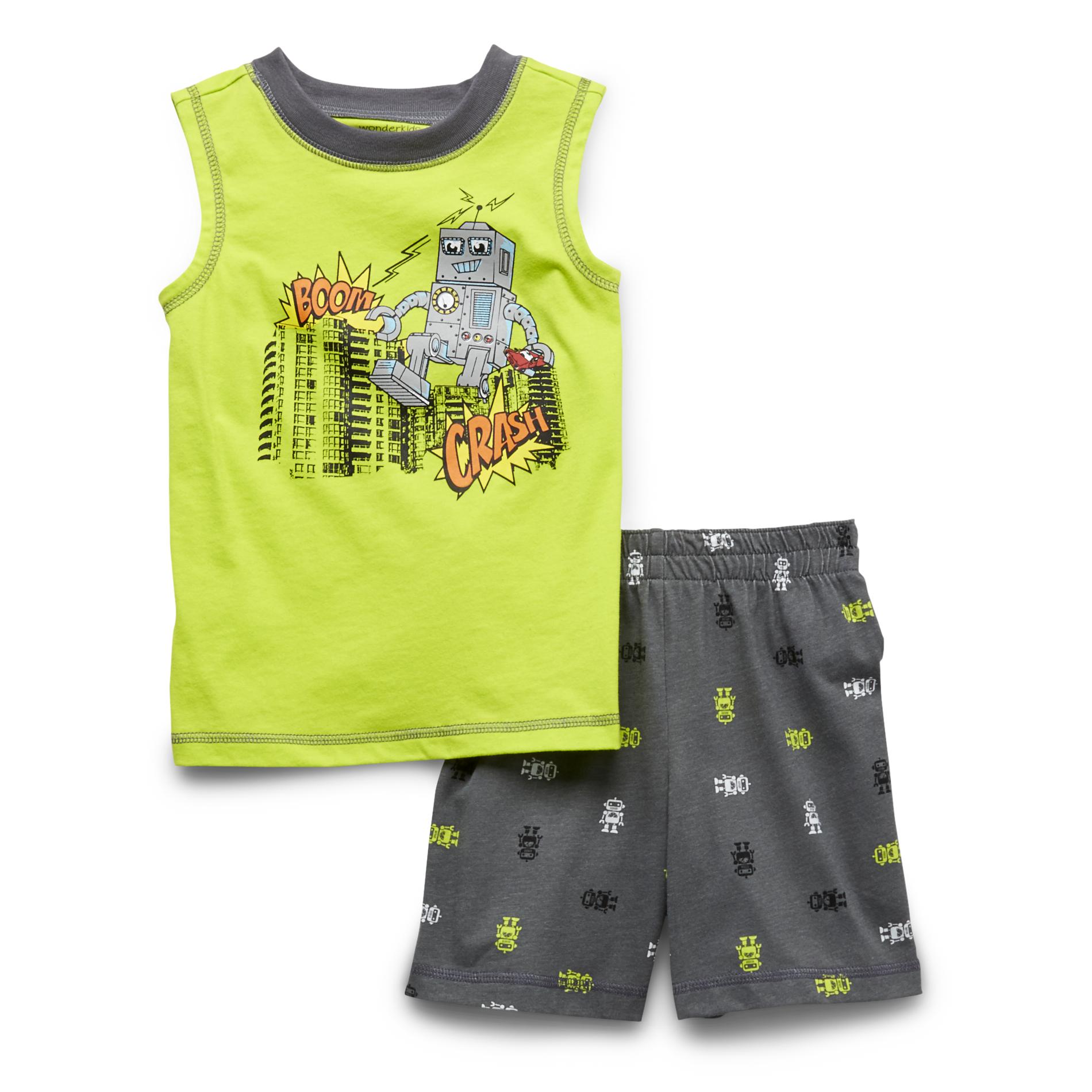 WonderKids Toddler Boy's Tank Top & Shorts - Robot