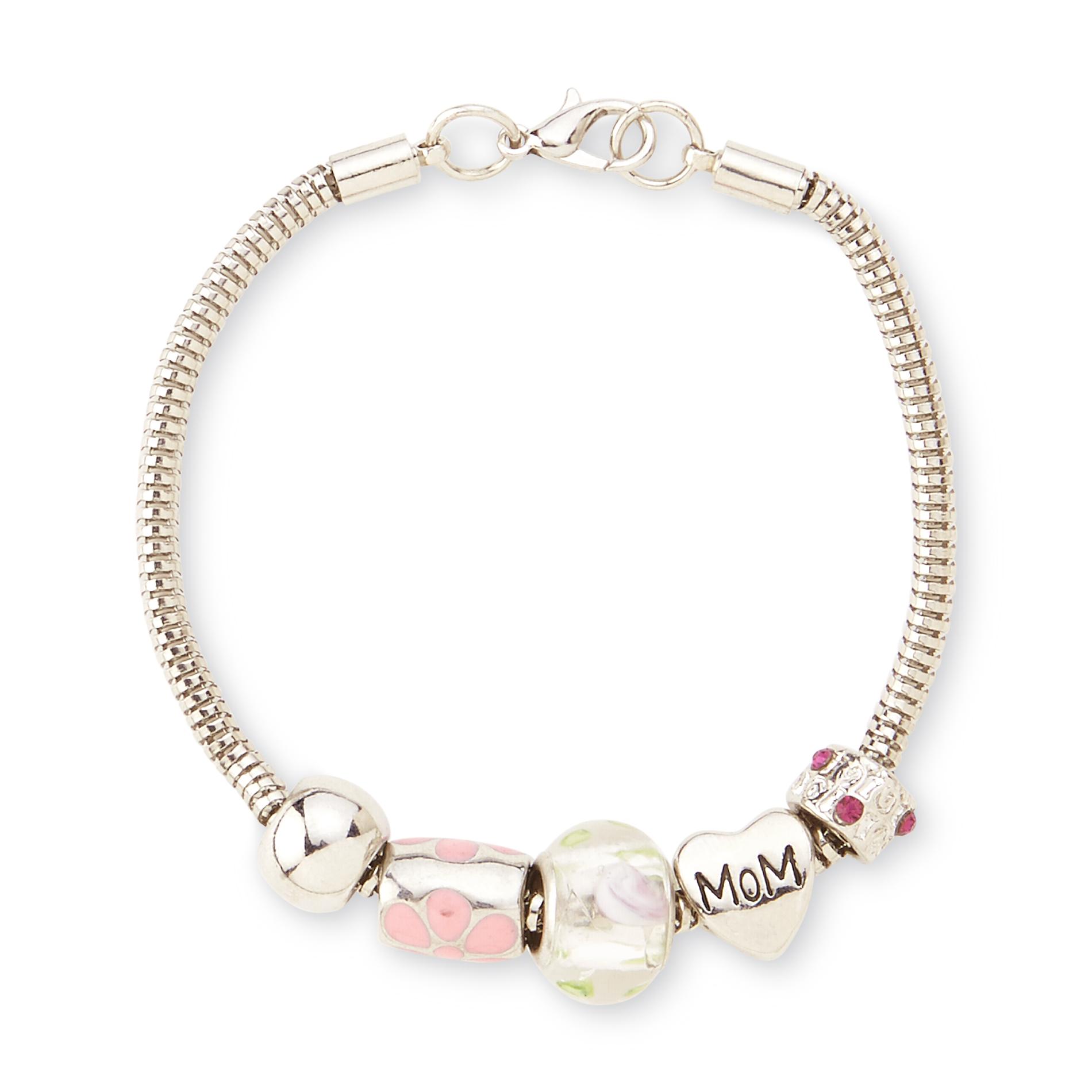 Jaclyn Smith Women's Silvertone Best Mom Charm Bracelet & Gift Box