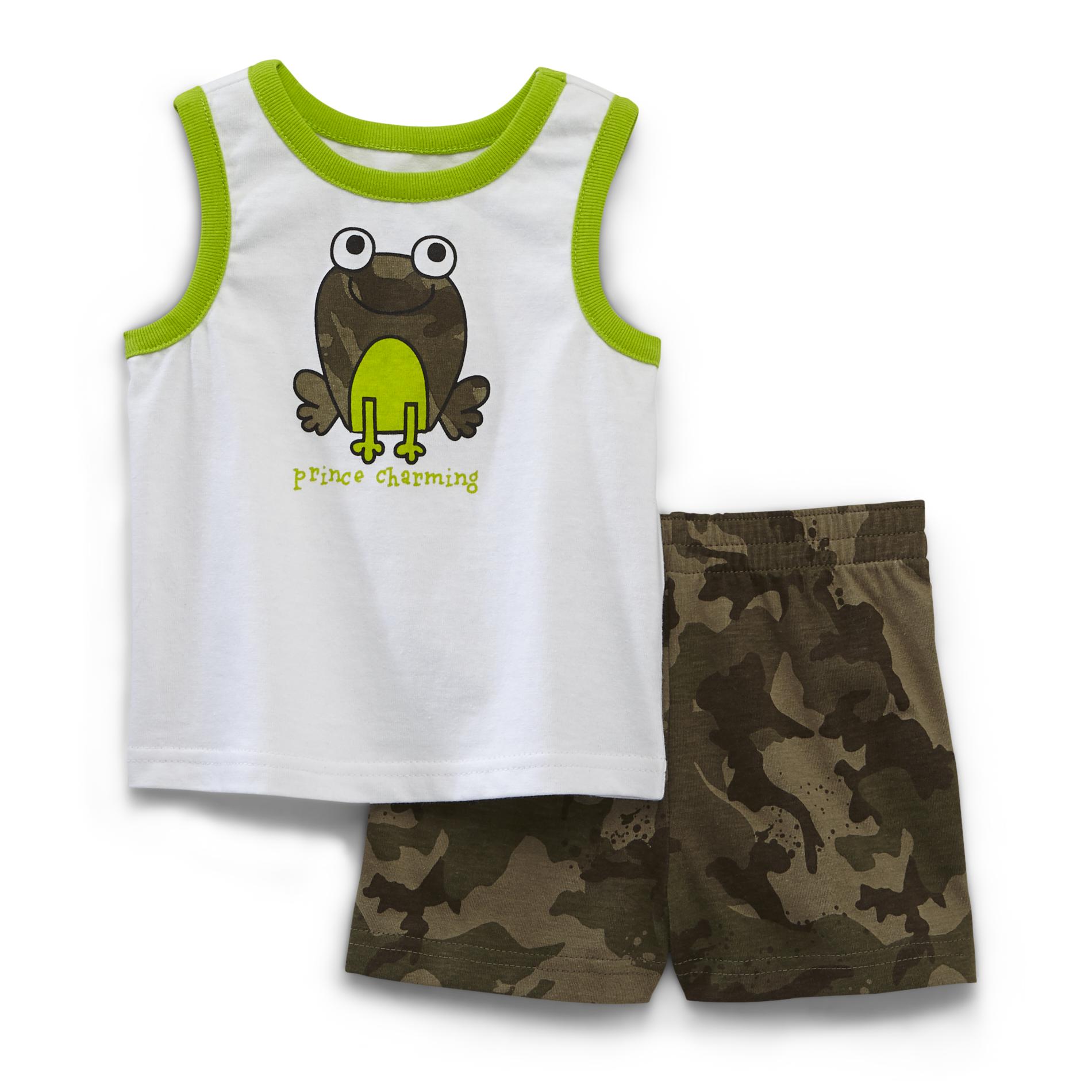 Small Wonders Newborn Boy's Sleeveless Shirt & Shorts - Camo Frog