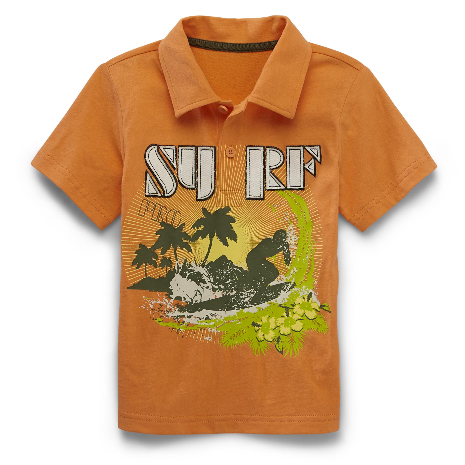 Route 66 Toddler Boy's Graphic Polo Shirt - Surf