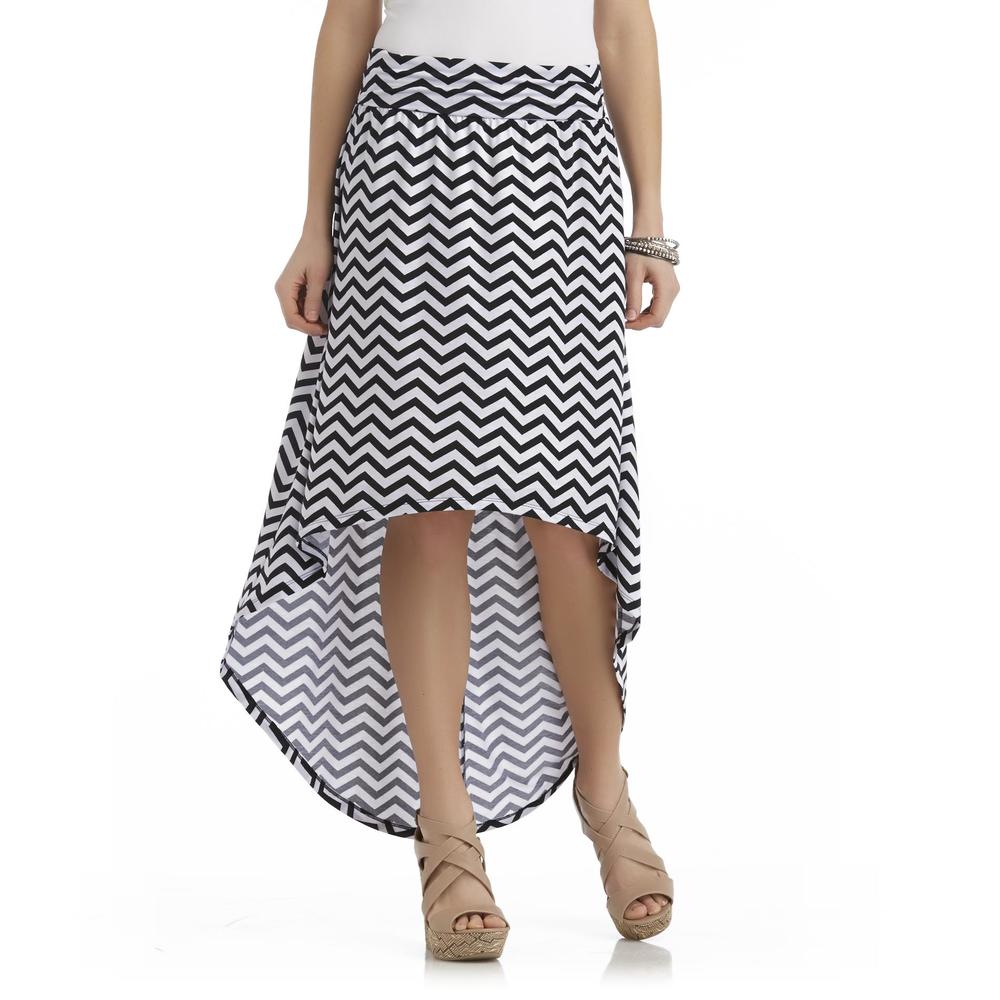 Route 66 Women's High-Low Maxi Skirt - Chevron Striped
