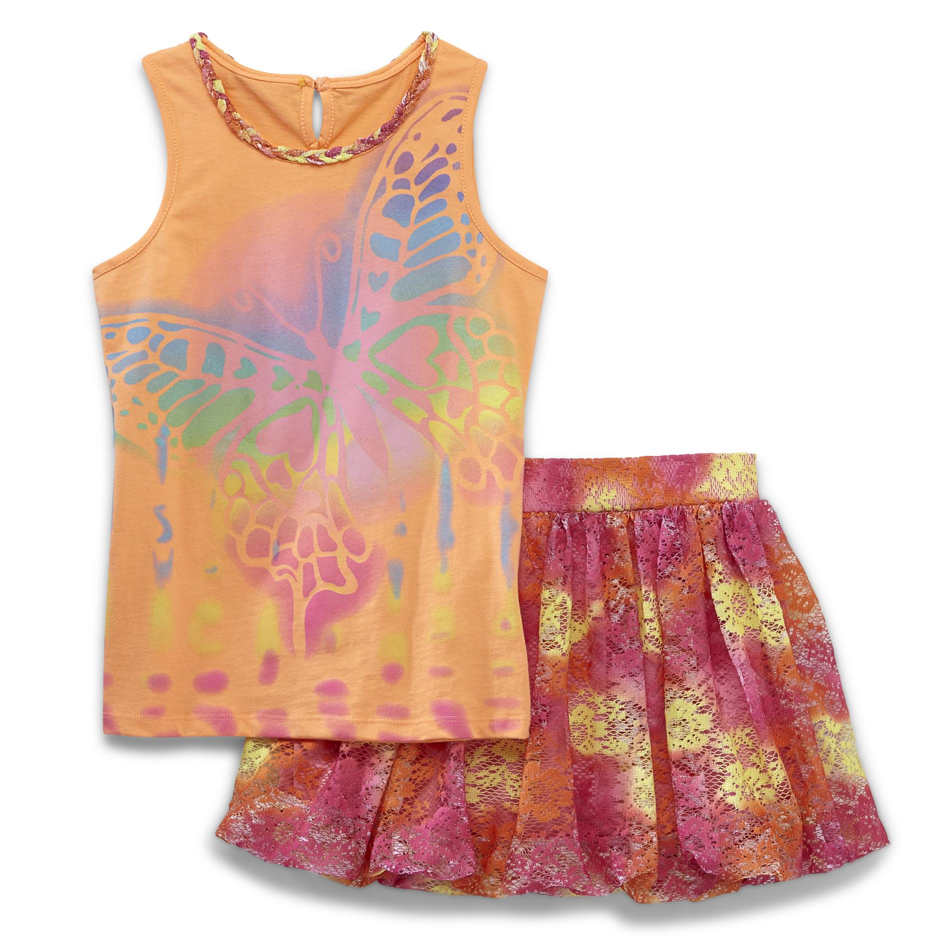 Piper Girl's Tank Top & Scooter Skirt - Butterfly